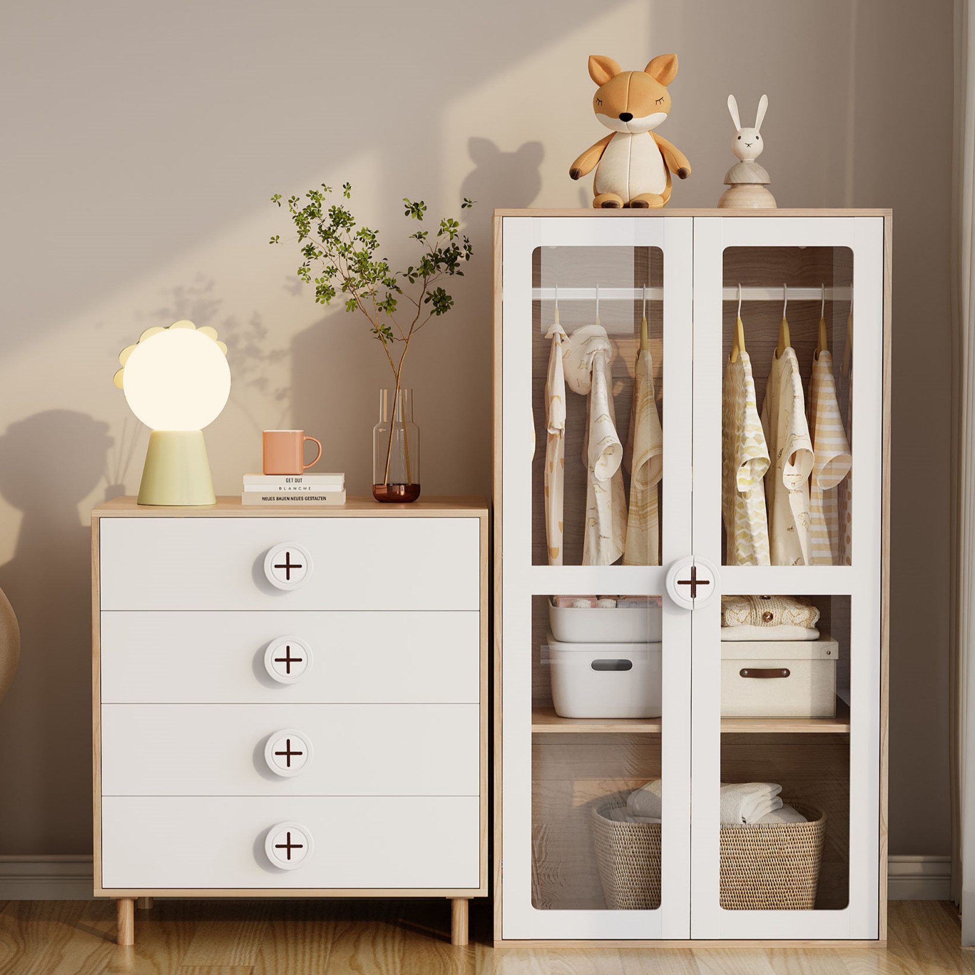 Flieks Kleiderschrank Glas-Tür-Schrank 80x50x150cm mit Kleiderstange günstig online kaufen