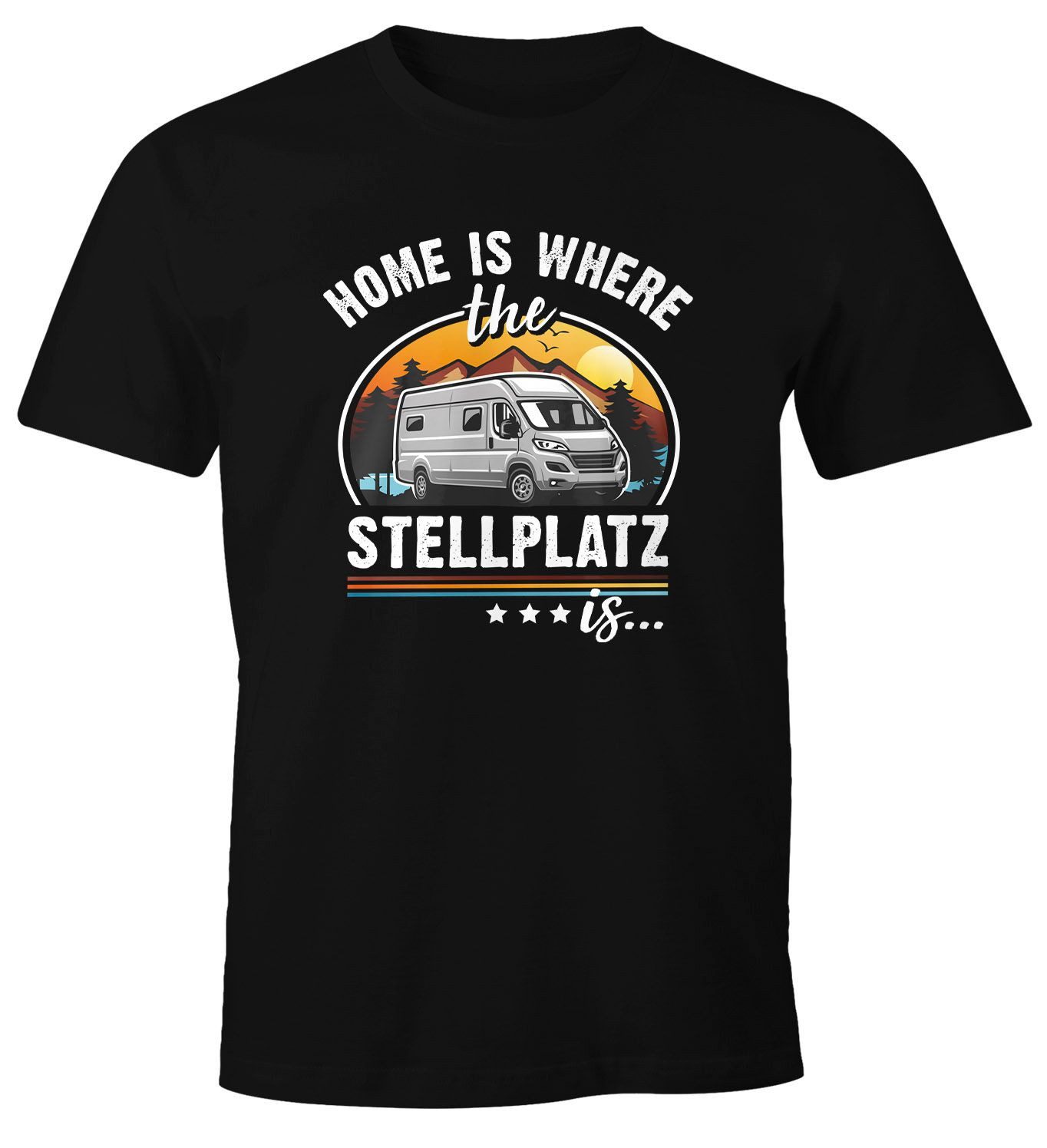 Print-Shirt Herren T-Shirt Camping Home is where the Stellplatz is Geschenke für