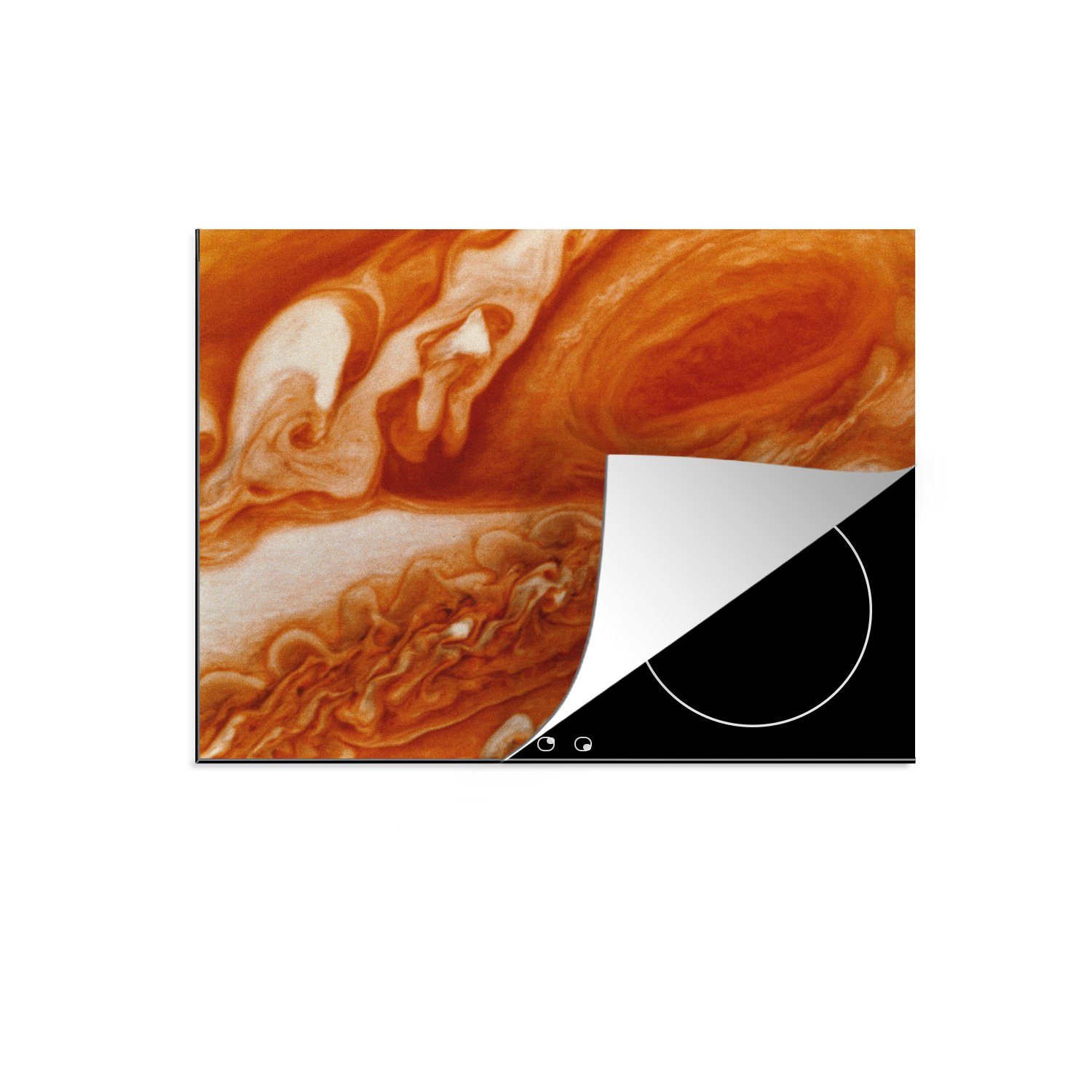 MuchoWow Herdblende-/Abdeckplatte Der rote Fleck des Jupiters, Vinyl, (1 tlg), 60x52 cm, Mobile Arbeitsfläche nutzbar, Ceranfeldabdeckung
