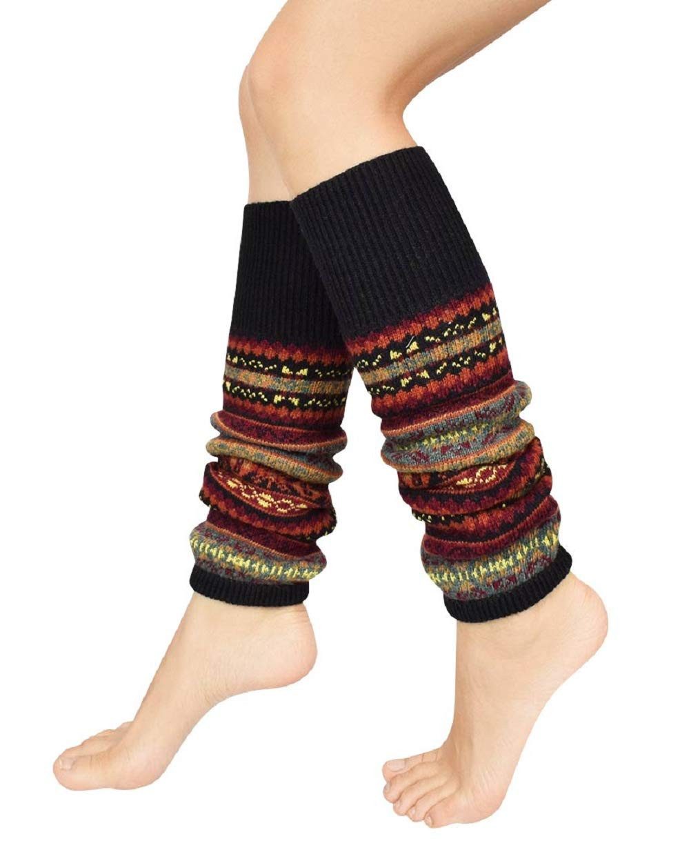 Coonoor Beinstulpen Damen Lange Winter Legwarmer Gestrickt Verdicken Beinwärmer (Böhmischer Stil Beinstulpen) Overknee Strümpfe Tanzen Strumpf Knit Crochet Socken Weihnachtsstrumpf