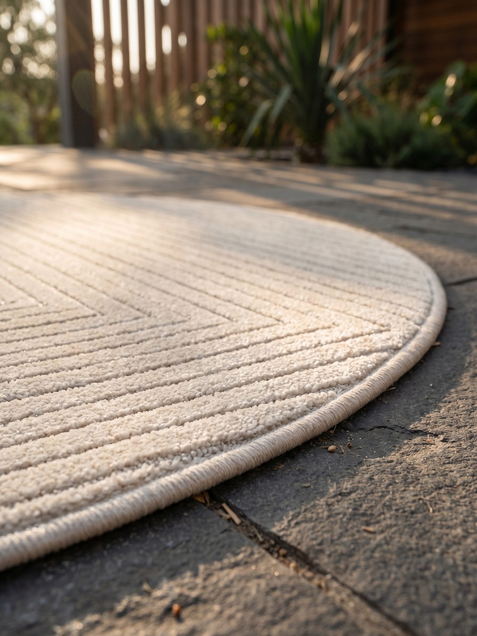 KADIMA DESIGN Teppich ENGADIN Wetterfest UV-Beständig Balkon Waschbar Strapazierfähig, Rund, Höhe: 7 mm, Creme, 80x80 cm, Outdoor Kurzflorteppich Terrasse Wohnzimmerteppich