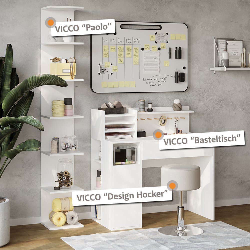 Vicco Schreibtisch, Weiß, 2 Teile, mit günstig online kaufen