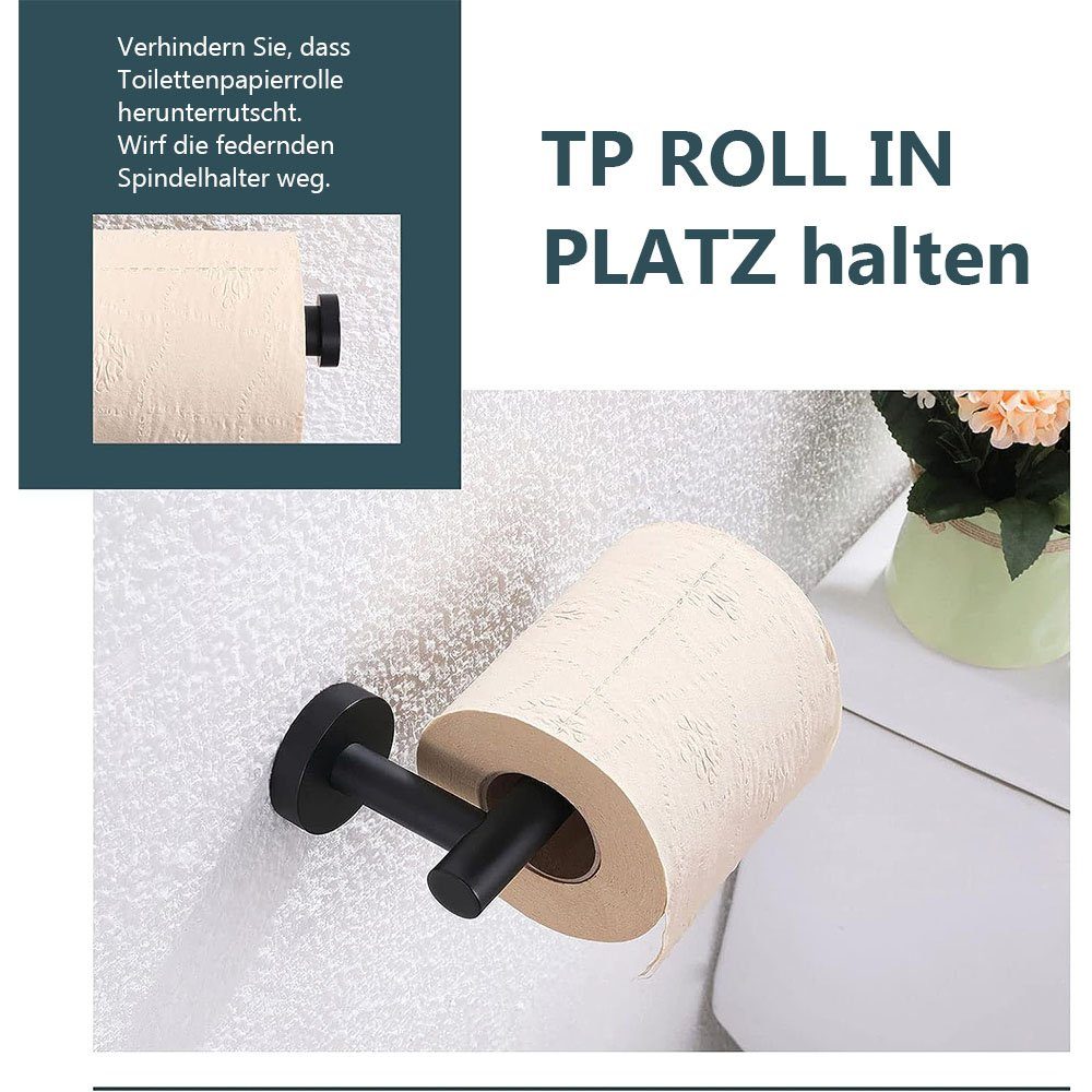 Wandmontage. TUABUR Toilettenpapierhalter, Edelstahl, Deko-Wandregal Einfacher Schwarz