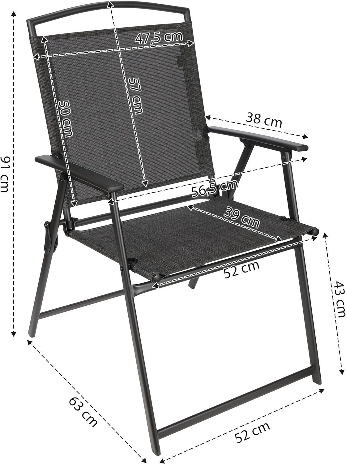 BRUBAKER Sitzgruppe Garten Sitzgruppe Bergamo - 1 Klapptisch eckig mit Camping Stühlen, (1-tlg., Gartenstühle für Balkon und Terrasse), Wetterfest und platzsparend - Campingstühle mit Tisch