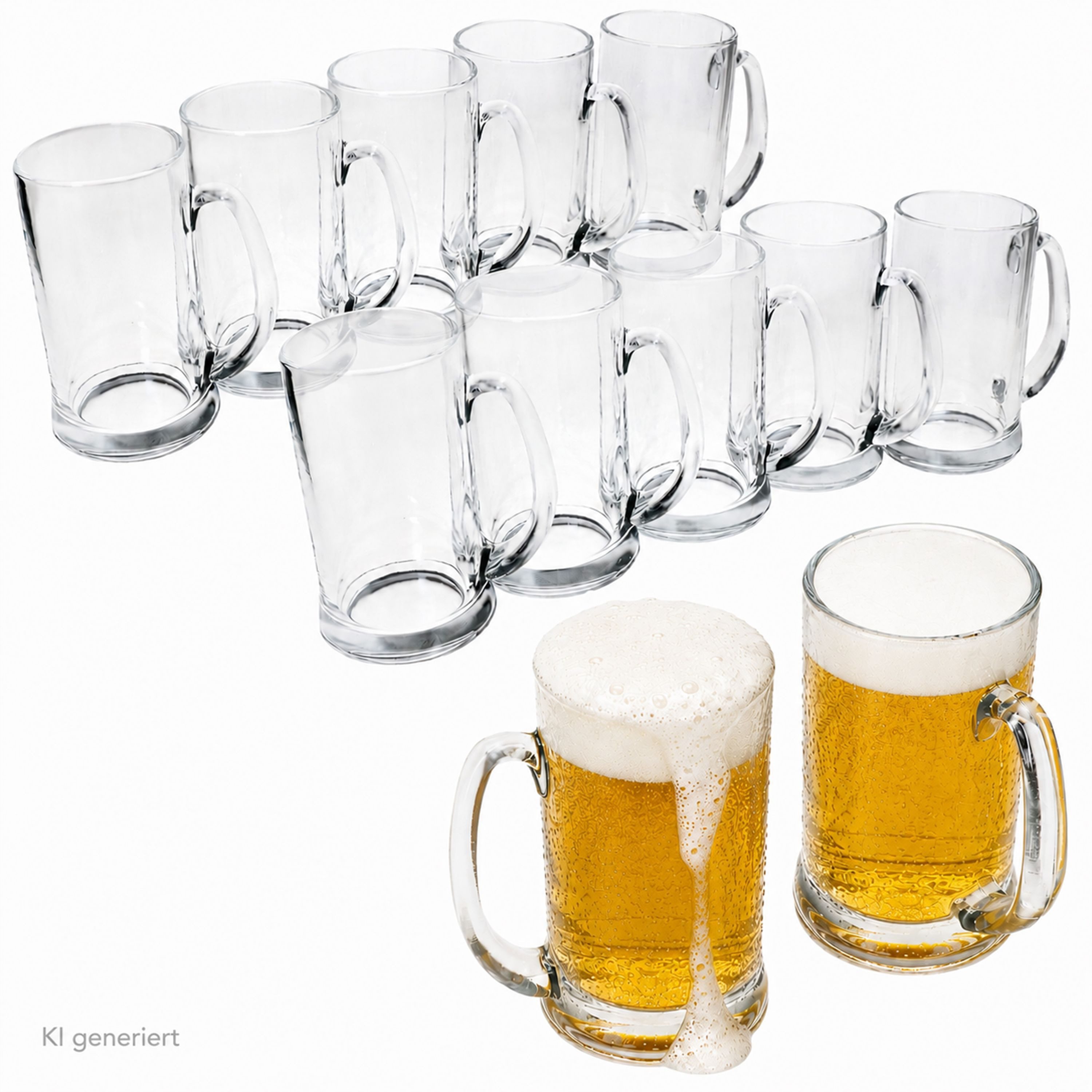 MamboCat Bierglas 12x Viva Bierkrug 0,5L mit Henkel Bierseidel 500ml Glas Seidel Humpen, Glas