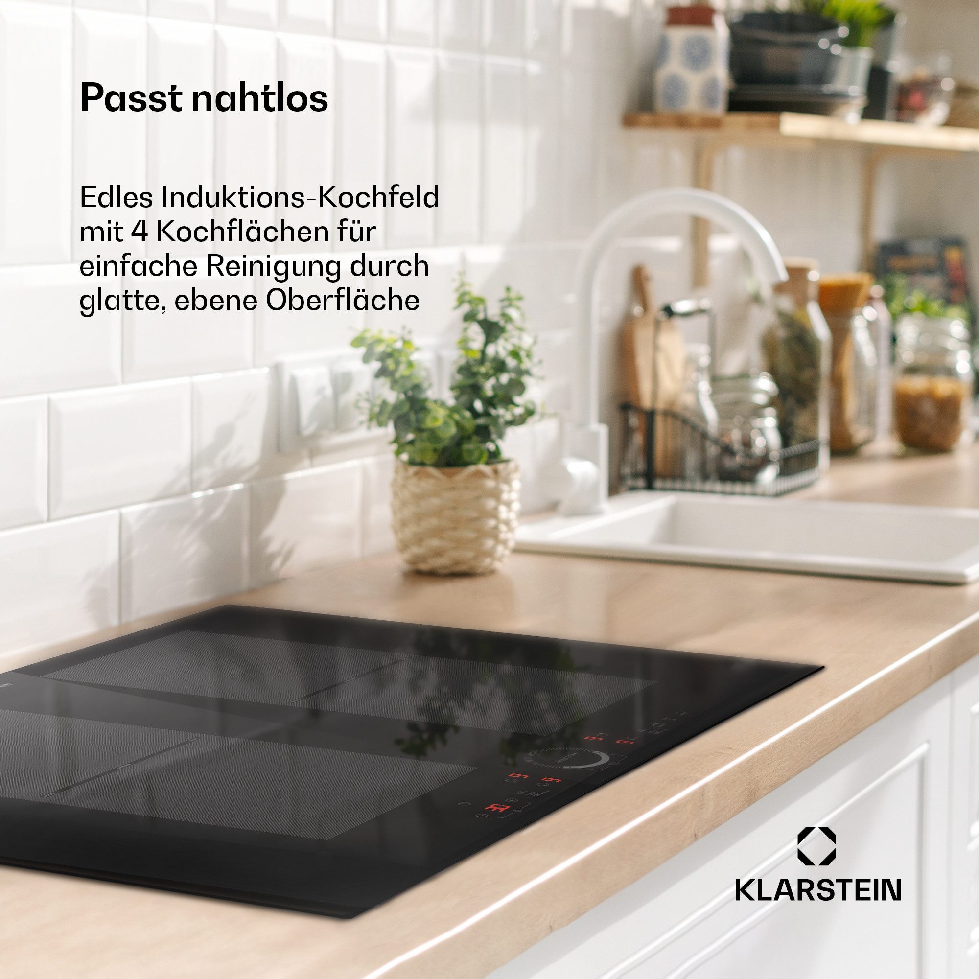 Klarstein Induktions-Kochfeld Delicatessa 70 Flex, Kochfelder Induktion Hob Flex 4 Zonen 7000 W