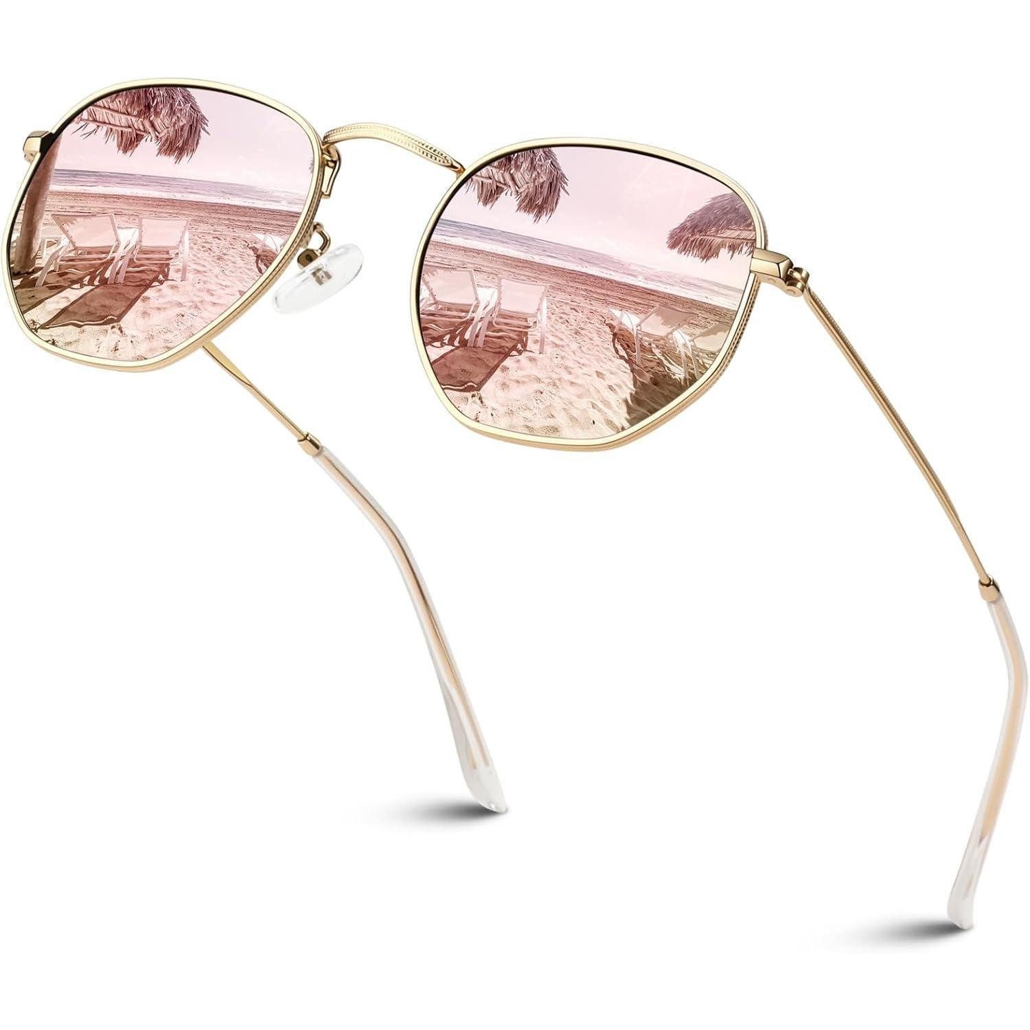 LuxusKollektion Retrosonnenbrille Sonnenbrille Damen Herren Gold Rahmen Rosaverspiegelt Linse