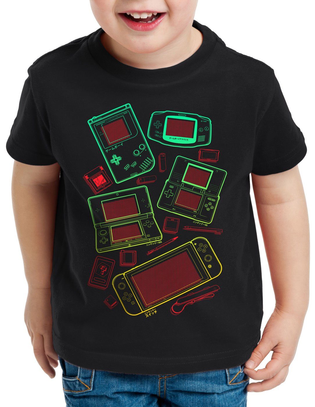 style3 Print-Shirt Kinder T-Shirt Game Maniac switch lite ds wii 3ds gamer schwarz