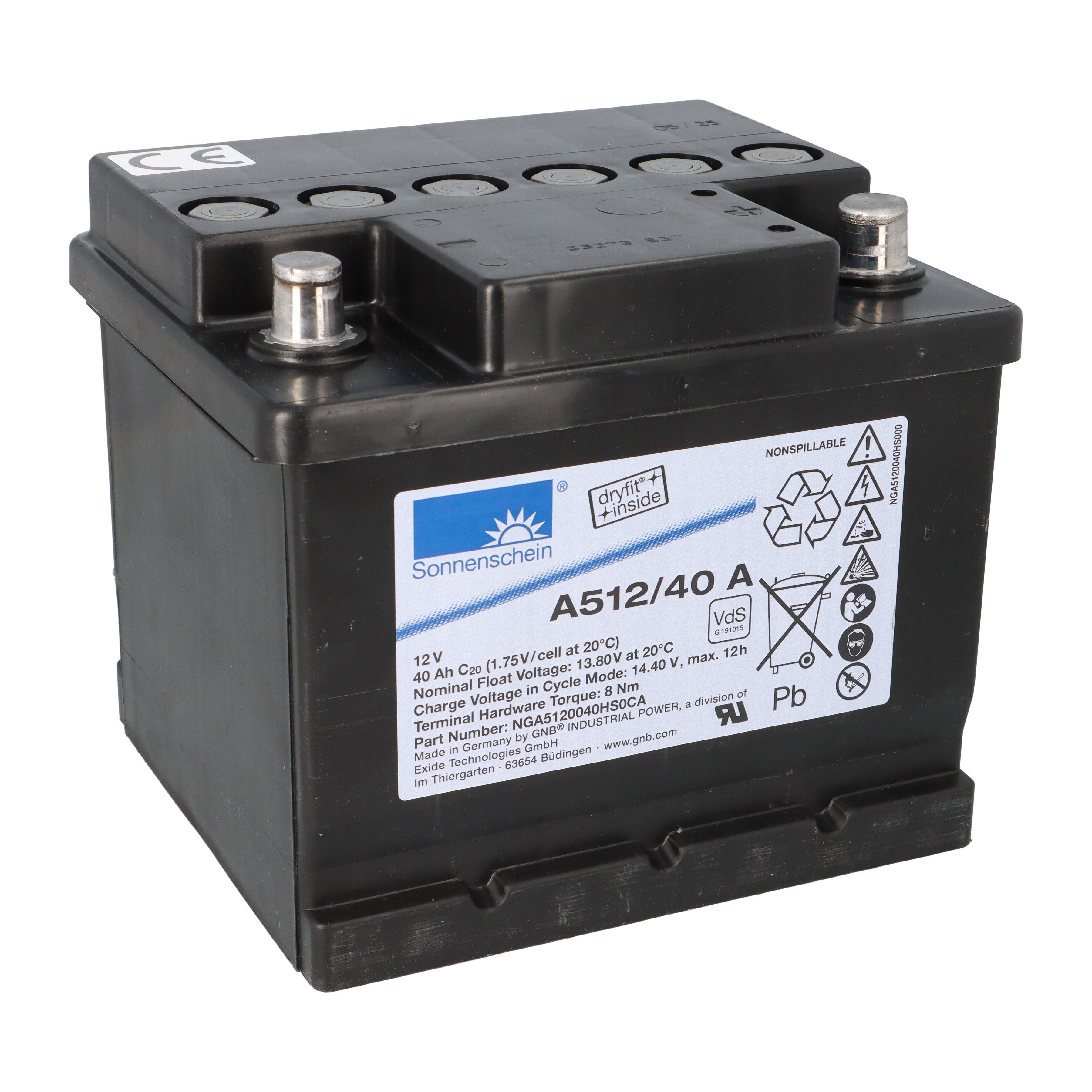 Exide Sonnenschein Bleigel Akku 12V 40Ah Dryfit A512/40A VdS Zulassung Bleiakkus