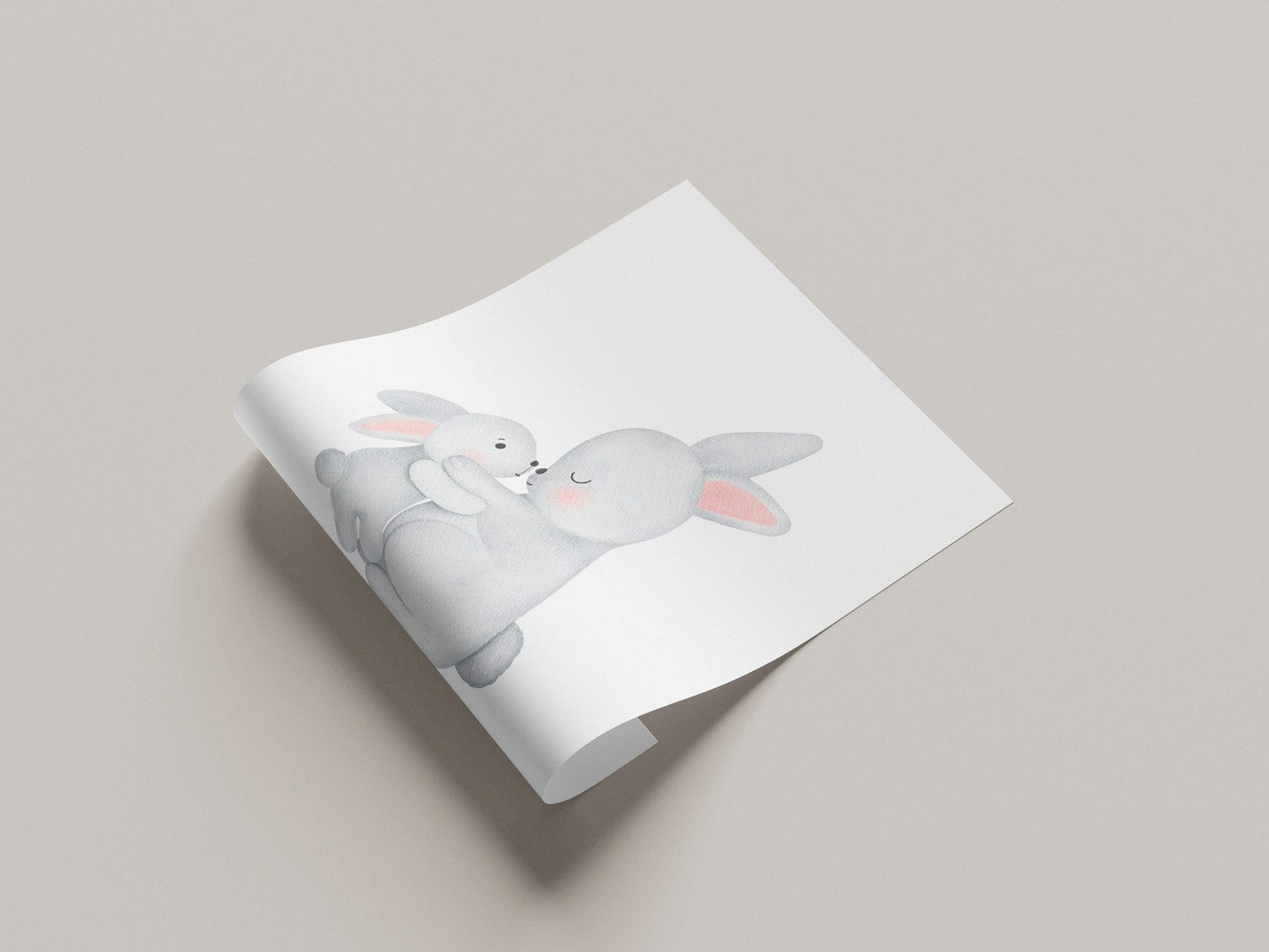 Lüttenhütt Bild mit Rahmen oder Poster, Großer Hase und Hasenkind, Fantasy, Hase, Hasen, Liebessprüche, Schriftzug, Tiere (1 St), HD Premium Druck