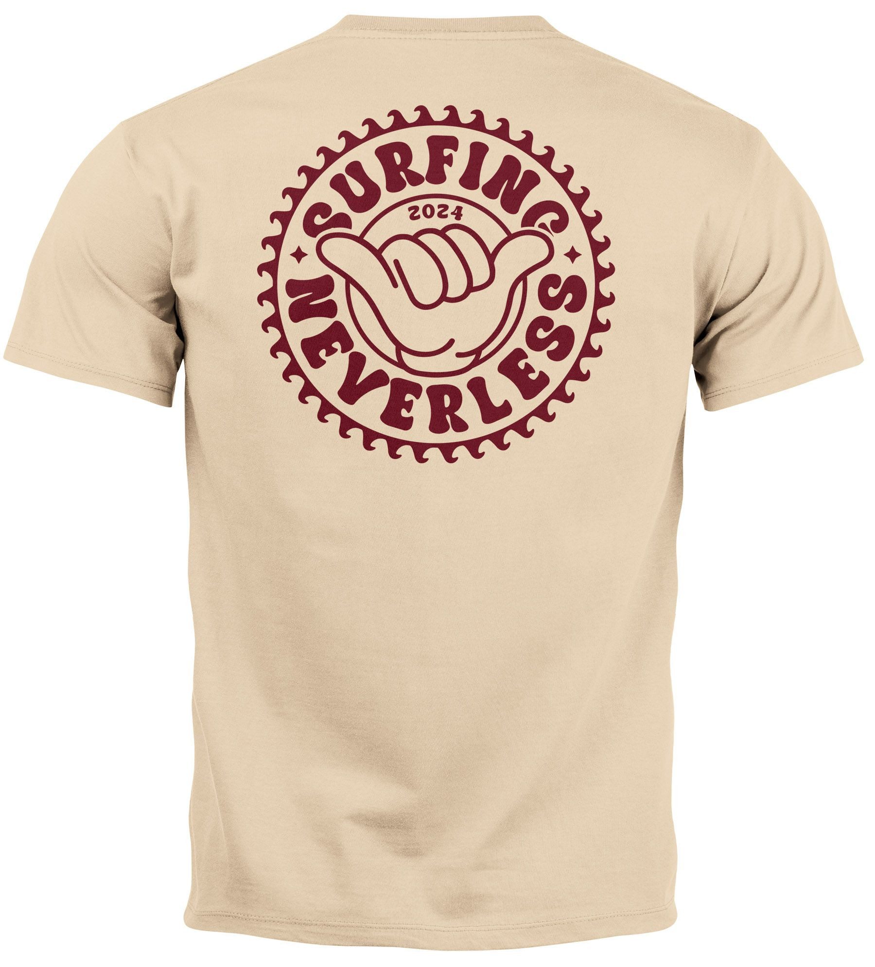 Neverless Print-Shirt Herren T-Shirt Surfing Surfer Motiv Hang Loose Sommer günstig online kaufen