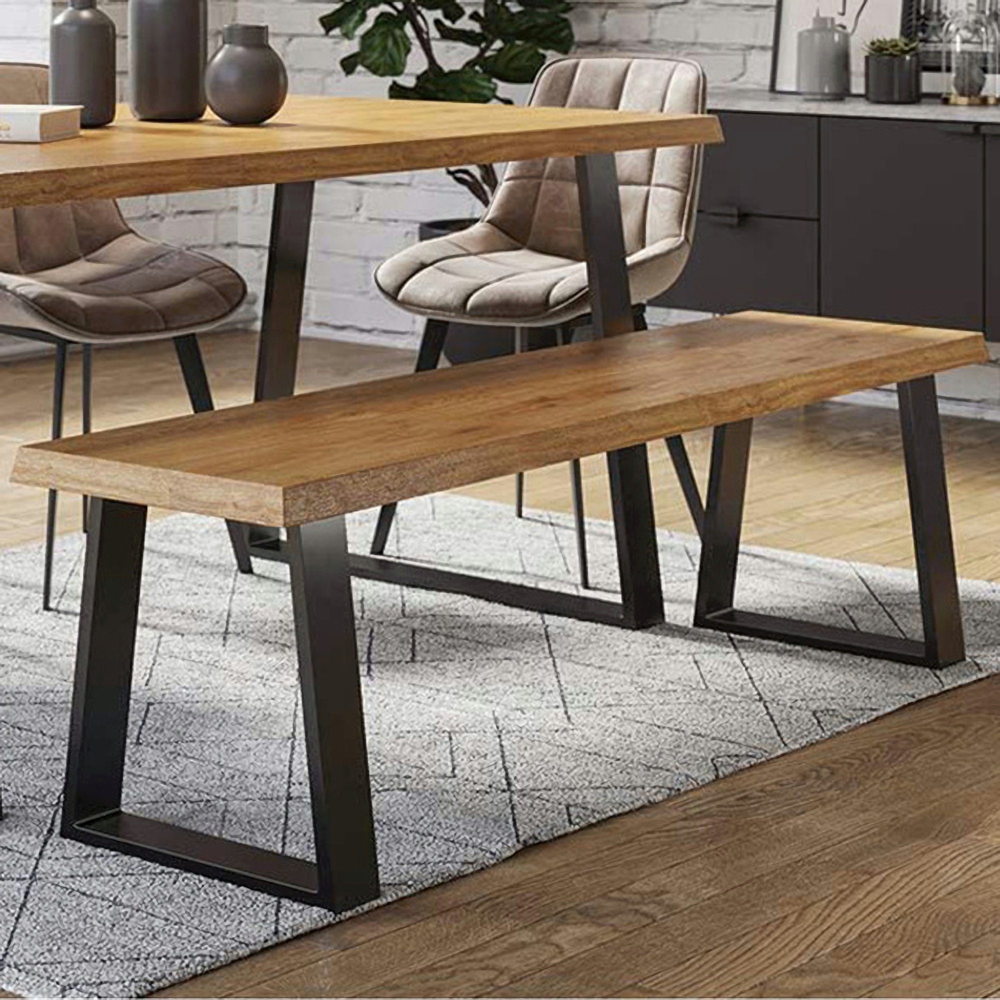 en.casa Tischbein, »Marstal« Tischkufen 2er Set 42x40cm Stahl Schwarz