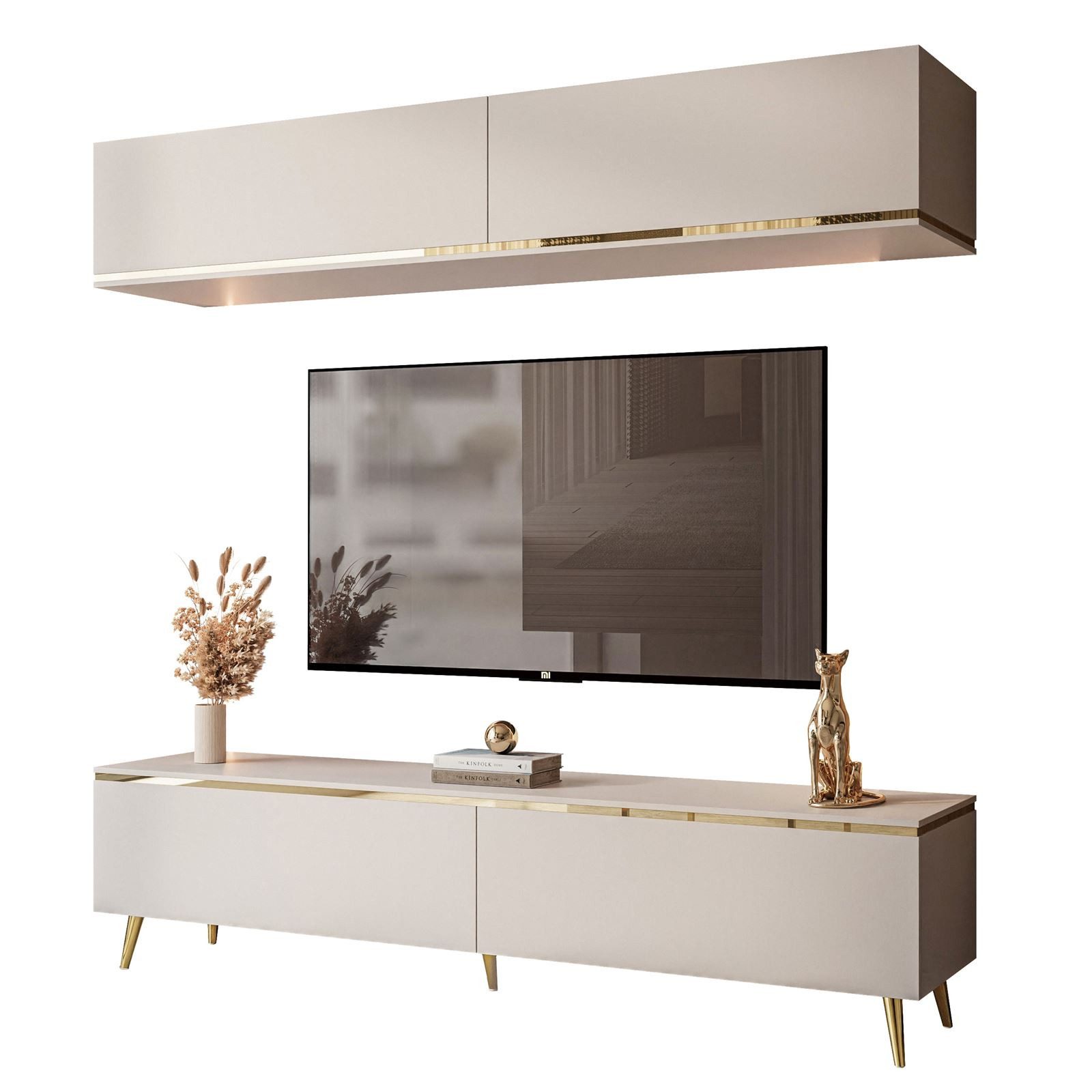 Lookway Wohnwand AURORA II auf Beinen Kaschmir, Fronten in Matt günstig online kaufen