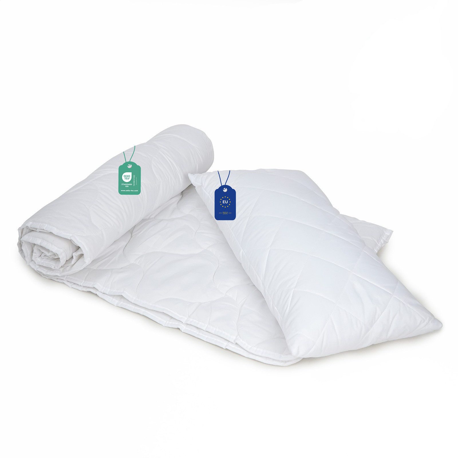 livessa Bettdecke + Kopfkissen Ideal für Ganzjahreszeiten mit 300 g/m² Füllung, Füllung: Hohlfaser, Bezug: Mikrofaser, Bettwaren SET weich und atmungsaktiv