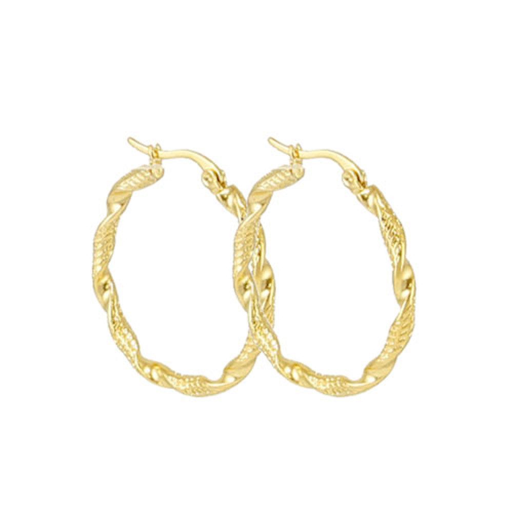 BUNGSA Creolen-Set Creolen Boho Style gedreht gold aus Edelstahl Damen (1 Paar (2 Stück), 2-tlg), Ohrschmuck Ohrringe