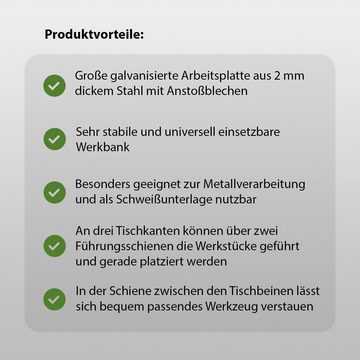 TRUTZHOLM Werkbank Schweißtisch höhenverstellbar von 77-100 cm klappbar stufenlose Neigu
