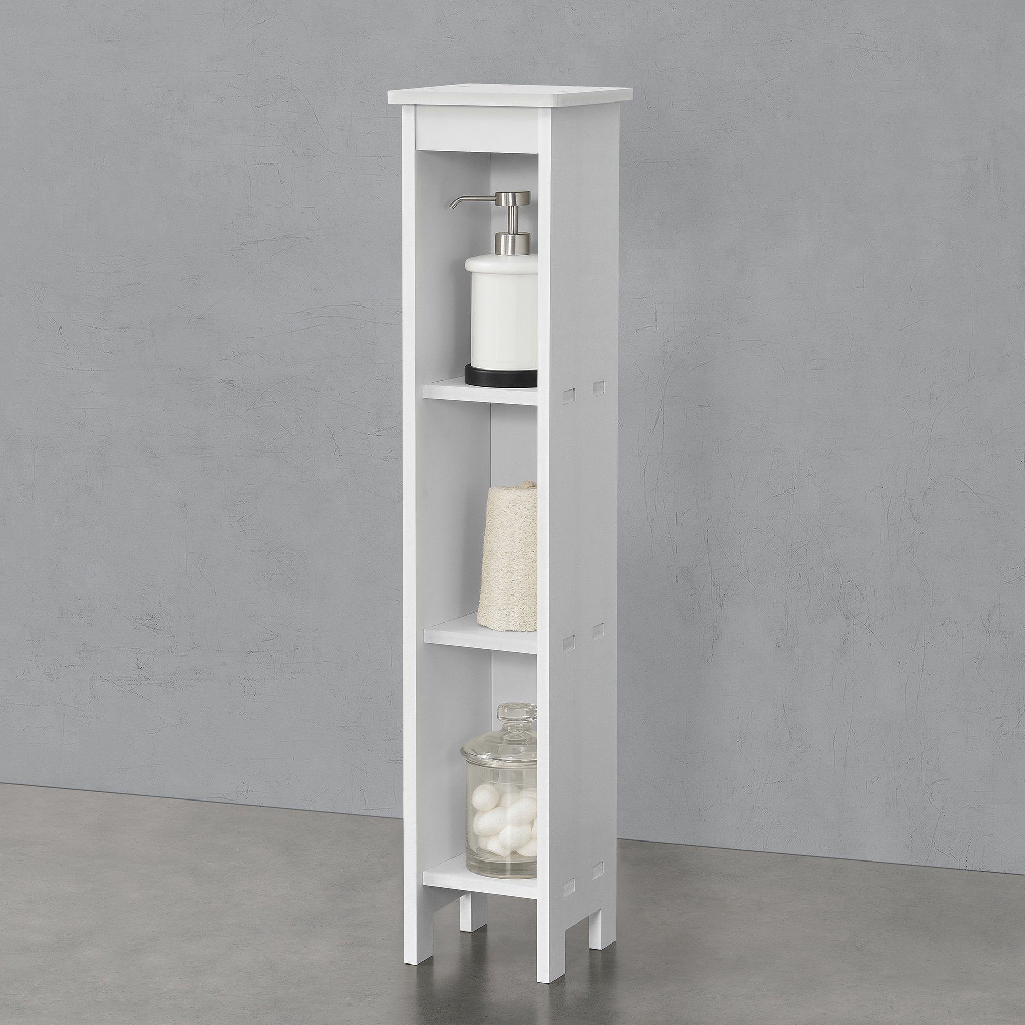 en.casa Standregal, »Bräcke« mit 3 offenen Fächern WPC 80x17x17 cm Weiß günstig online kaufen