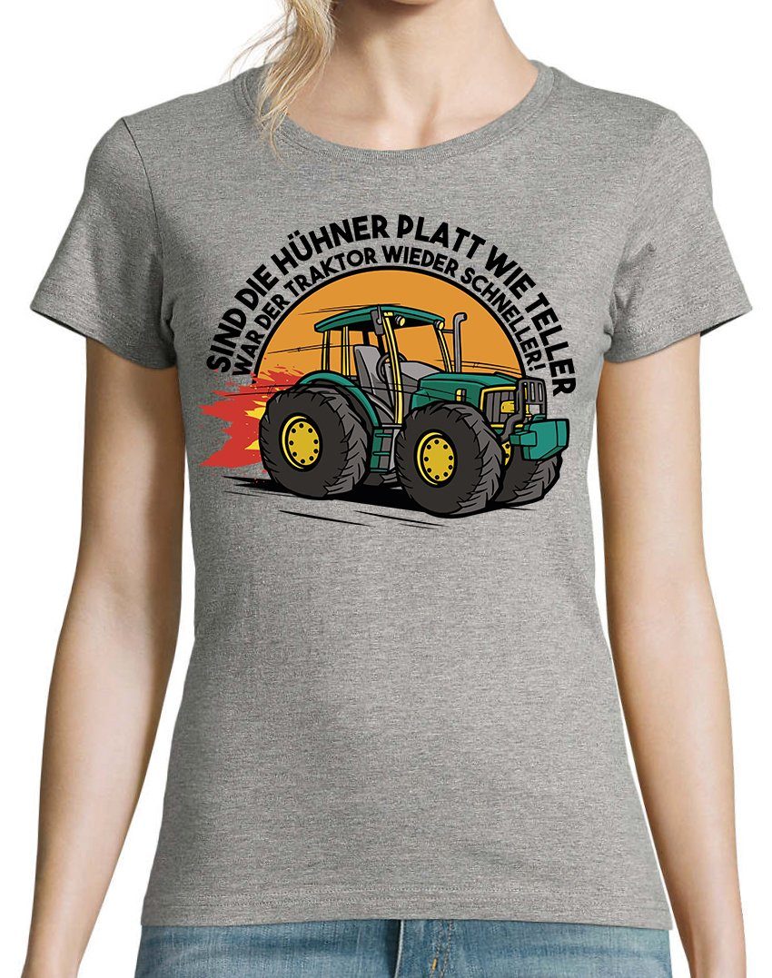 Shirt T-Shirt Spruch mit Traktor Grau lustigem Designz Youth Damen Farmer Aufdruck