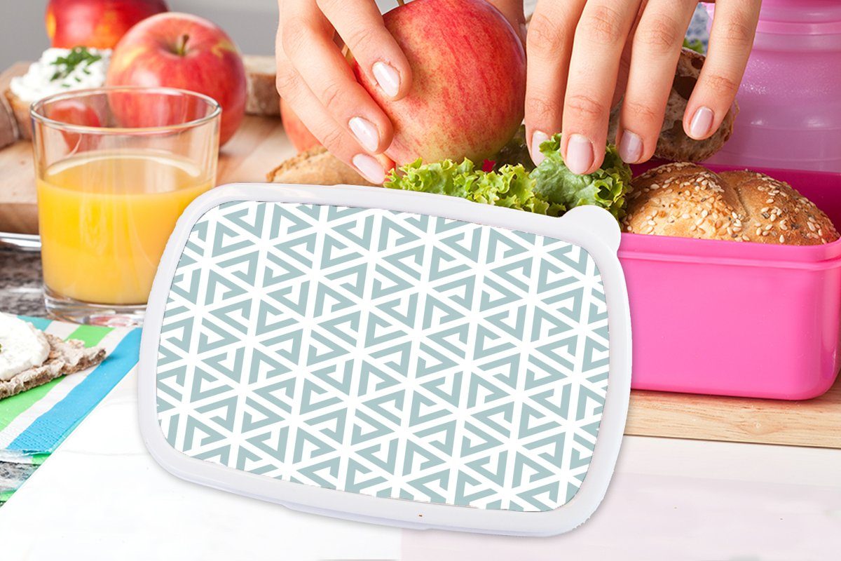 MuchoWow Lunchbox Design - Geometrie Dreieck, Erwachsene, rosa (2-tlg), Muster Kunststoff Brotdose für Snackbox, Mädchen, - Brotbox - Kunststoff, Kinder