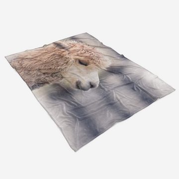 Sinus Art Handtücher Handtuch Strandhandtuch Saunatuch Kuscheldecke mit Tiermotiv Lama flauschig, Baumwolle-Polyester-Mix (1-St), Handtuch