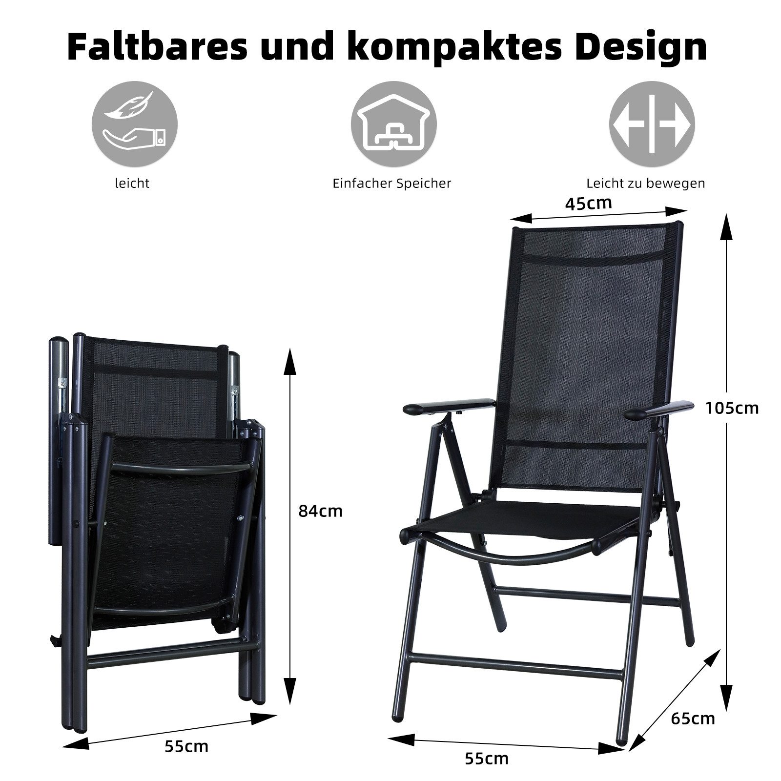 CCLIFE Klappstuhl Gartenstühle Klappstuhl Aluminium Gartenmöbel Set, 2er Se günstig online kaufen