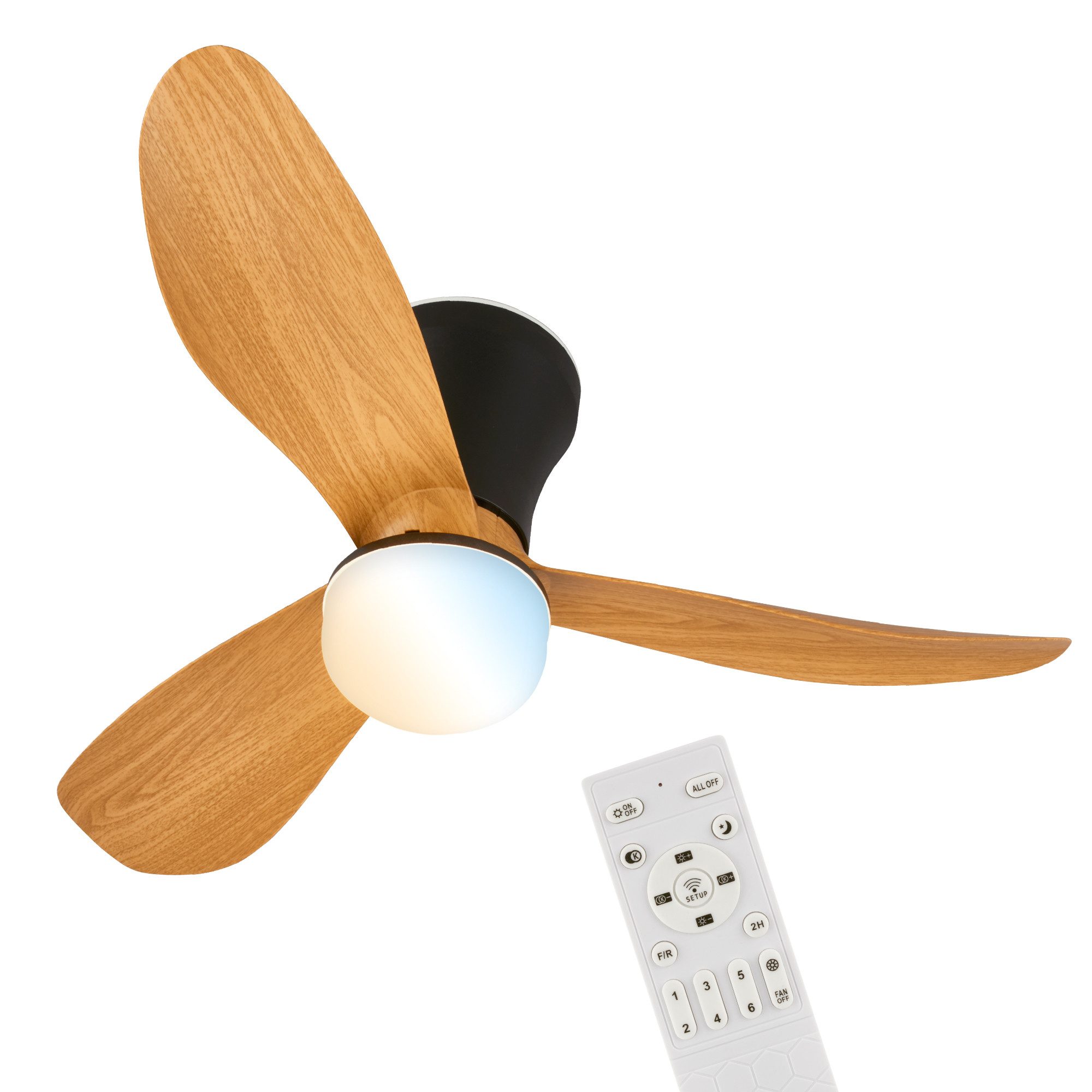 Briloner Leuchten LED Deckenleuchte mit Ventilator dimmbar CCT Deckenventilator mit Licht Schlafzimmer, LED fest integriert, CCT, 3000-6500K, 78x26 cm, Schlafzimmer, Wohnzimmer, Esszimmer, Flur, Küche
