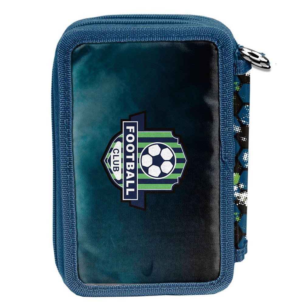 PASO Federmäppchen, (Dreifach-Federmäppchen, Fe), FOOTBALL XXL Federmäppchen mit 3 Fächern und Zubehör