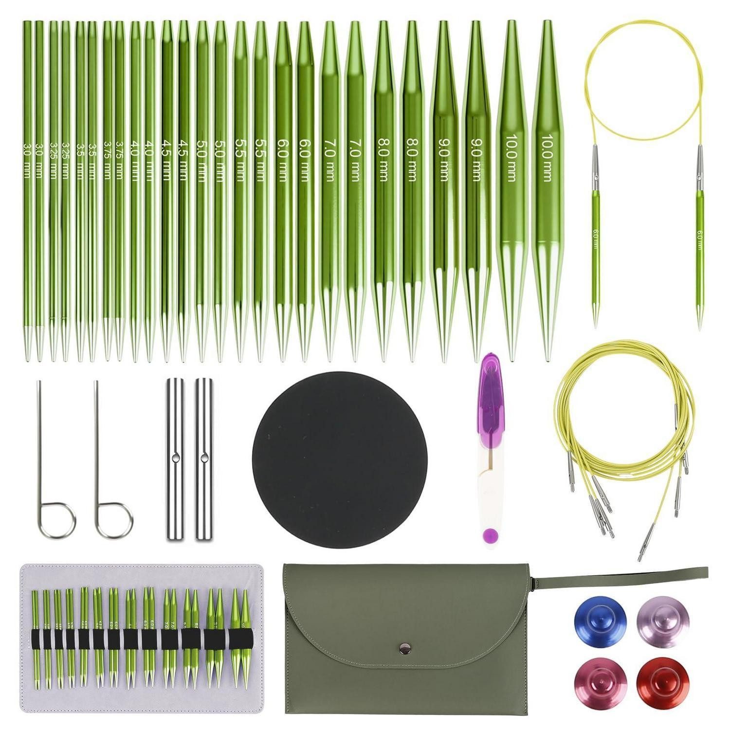 LuxusKollektion Rundstricknadeln Rundstricknadeln Set Aluminium 3-10mm verstellbar, 1 St.