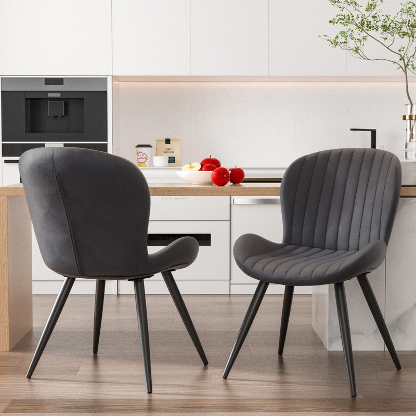 HawthyHome Esszimmerstuhl 2er Set Polsterstuhl mit Armlehnen & Metallbeinen günstig online kaufen