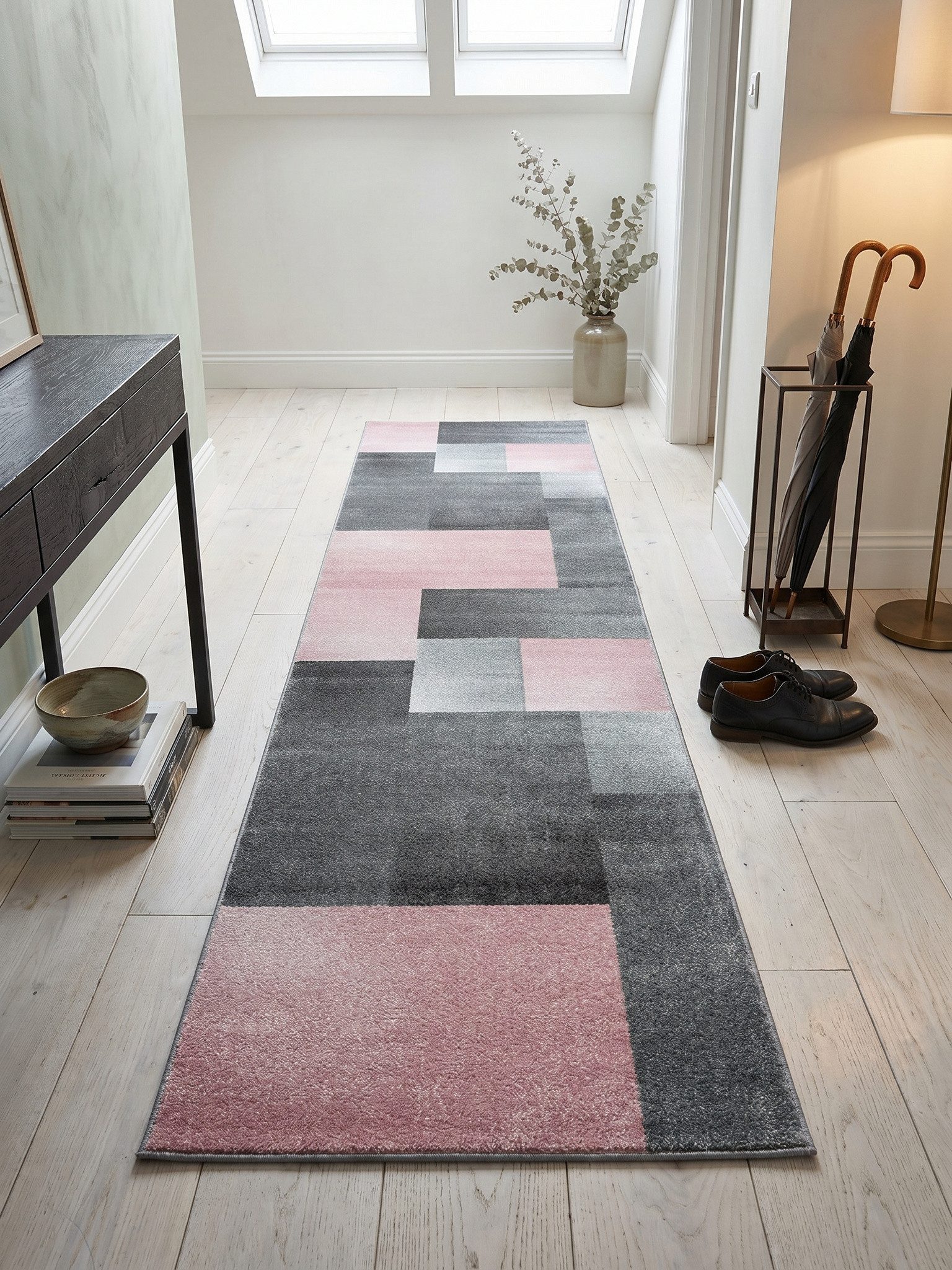KADIMA DESIGN Teppich SOLDA Wohnzimmer Schlafzimmer Waschbar Wohnzimmerteppich Modern, Läufer, Höhe: 13 mm, Pink, 80x150 cm, Esszimmer Strapazierfähig Waschbar