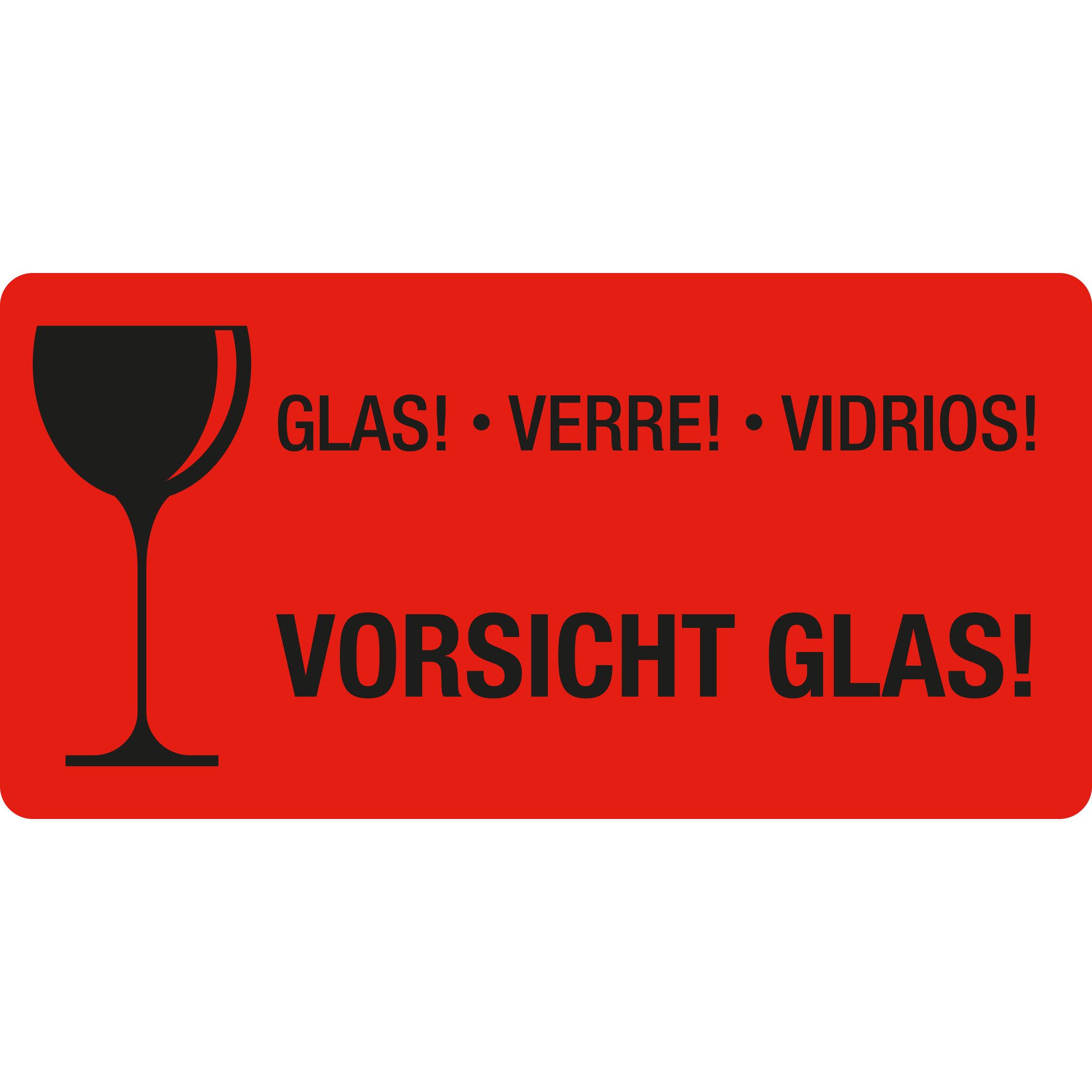 EICHNER Etiketten Etikett 9220-00081-001 Vorsicht Glas 250 Stück