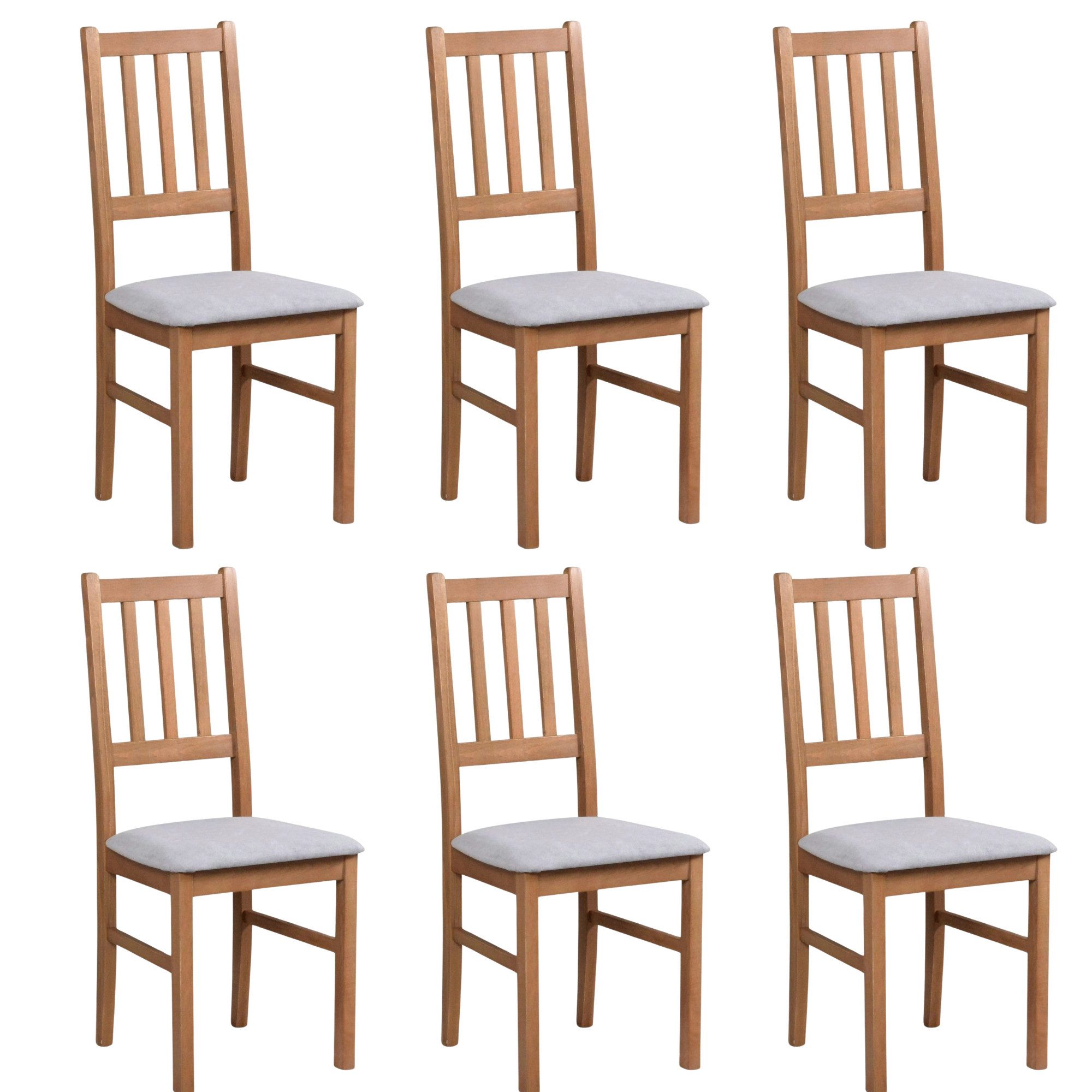 MOEBLO Stuhl BESO 04 (Polsterstühle, Holzstühle, Esszimmerstühle, Polsterstuhl aus Buchenholz für Esszimmer, Holzstuhl mit gepolstertem Sitz, 6 St), (BxHxT): 43x90x40cm