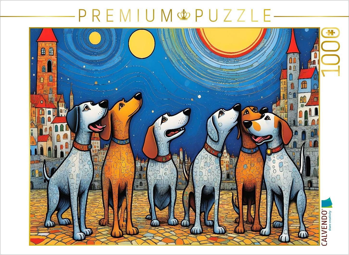 CALVENDO Puzzle CALVENDO Puzzle Bunte Hunde - im Rudel macht Heulen besonders viel Spa, 1000 Puzzleteile