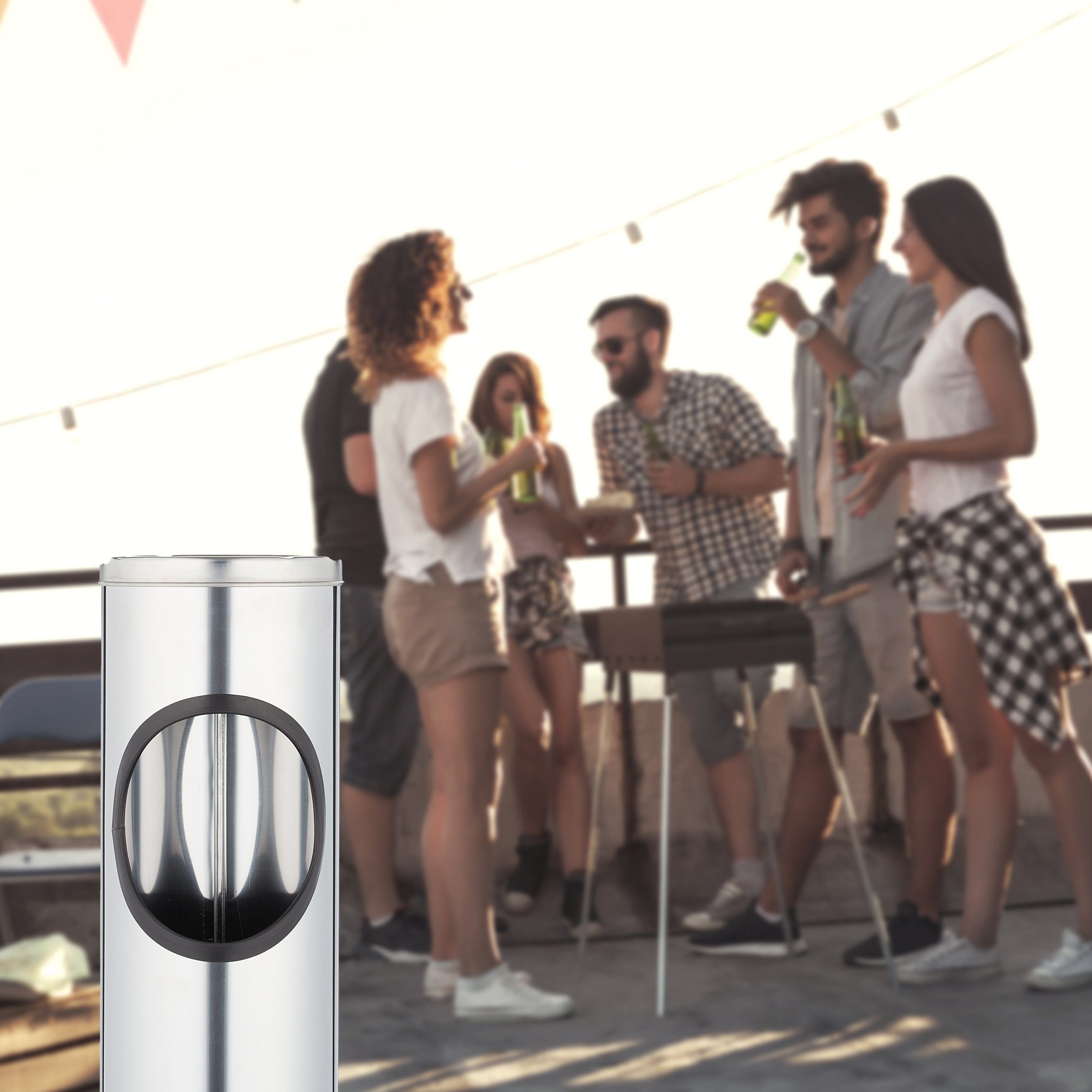 relaxdays Aschenbecher Stehaschenbecher Edelstahl