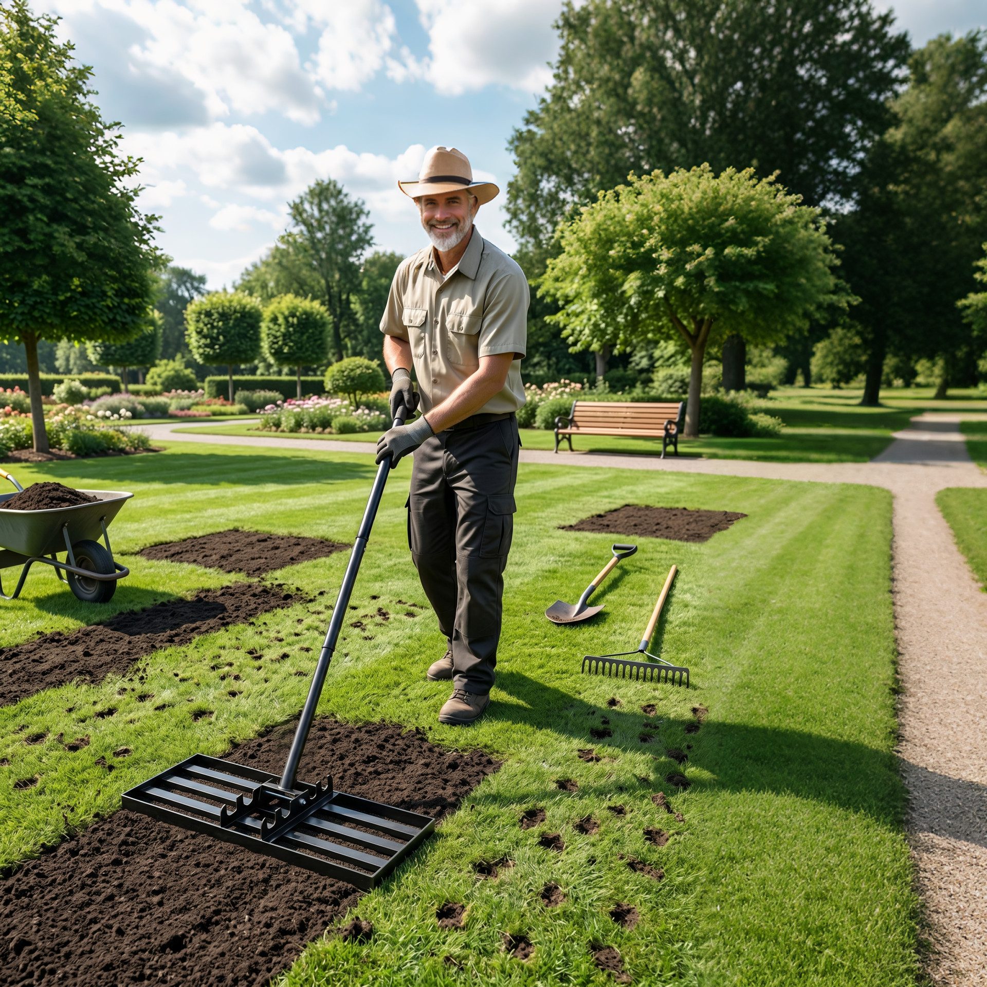 FIVMEN Rasenlüfter Rakel Rasen Nivellierrechen Profi Golf Profi mit Einstellbare, (zum Sanden Abziehen Levelingrake für Golfplatz, Garten) – Bild 3 von 5