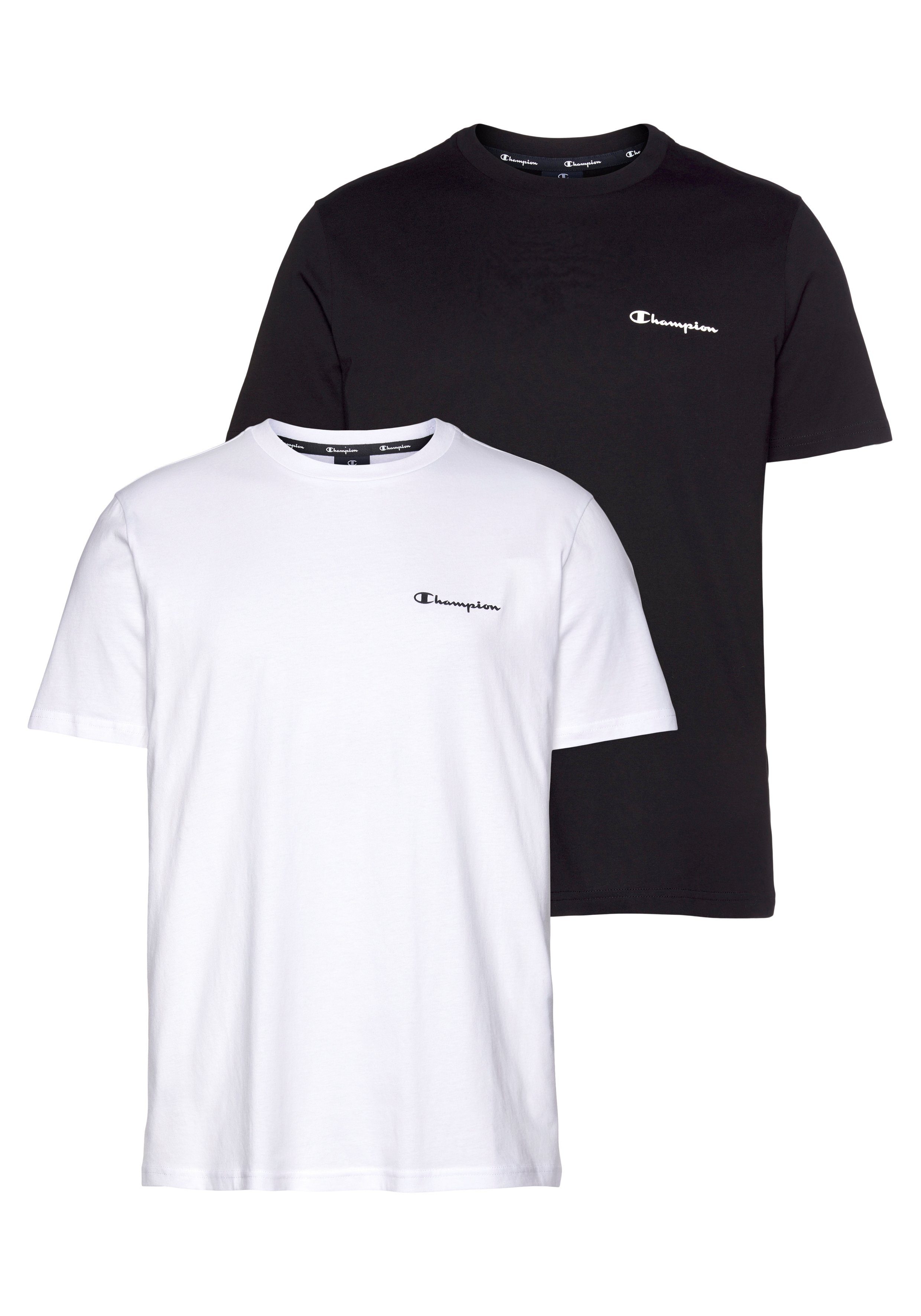 T-Shirt weiß, Champion 2er-Pack) (Packung, schwarz