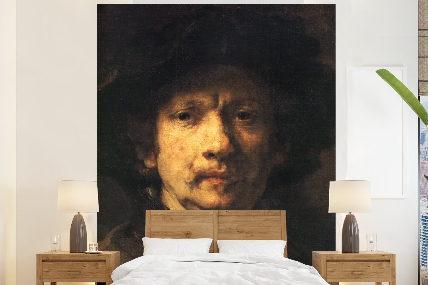 MuchoWow Fototapete Selbstbildnis - Rembrandt van Rijn, Matt, bedruckt, (3 St), Vliestapete für Wohnzimmer Schlafzimmer Küche, Fototapete