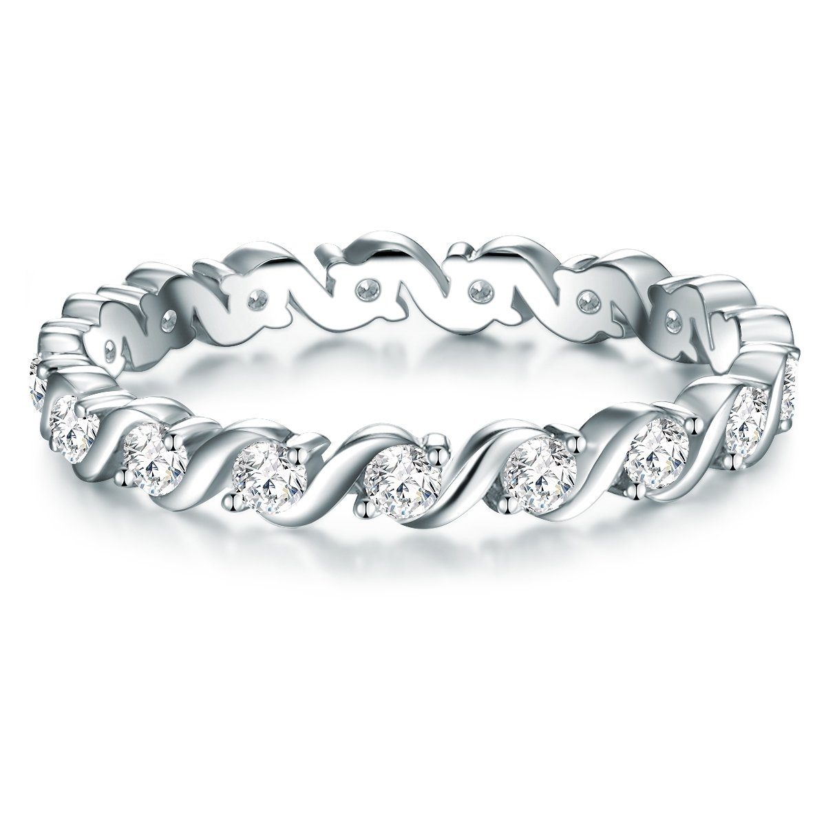 Trilani Fingerring Verlobungsring aus 925 Sterling Silber, mit Zirkonia