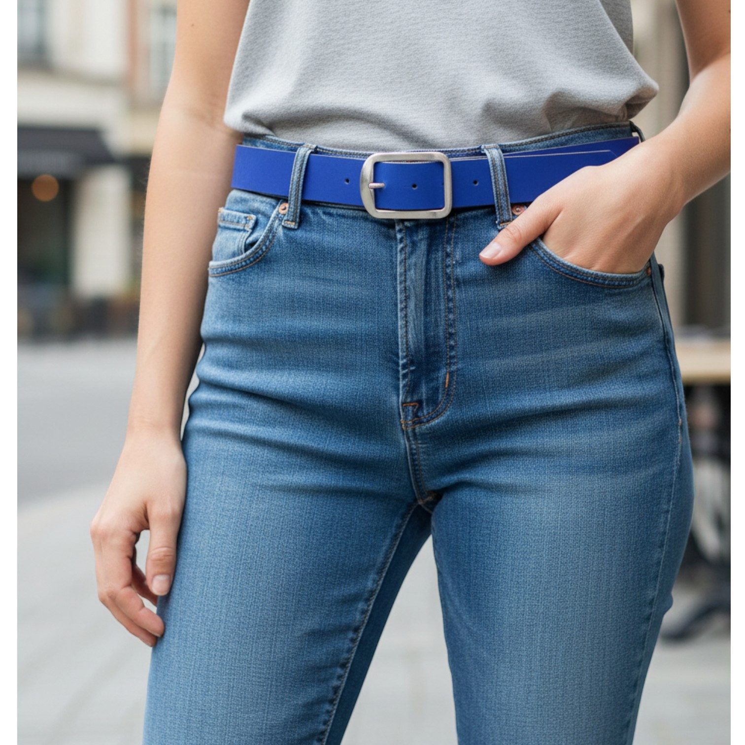 FRONHOFER Hüftgürtel 18543 (1-St) 4 cm breiter Echtledergürtel, Retrostyle, sportlich