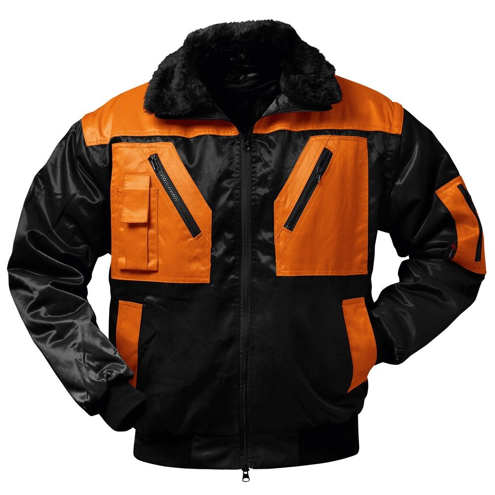 Norway Schutzjacke OSLO Pilot-Jacke NORWAY Tex-Protector Schwarz/Orange Ärmel abnehmbar
