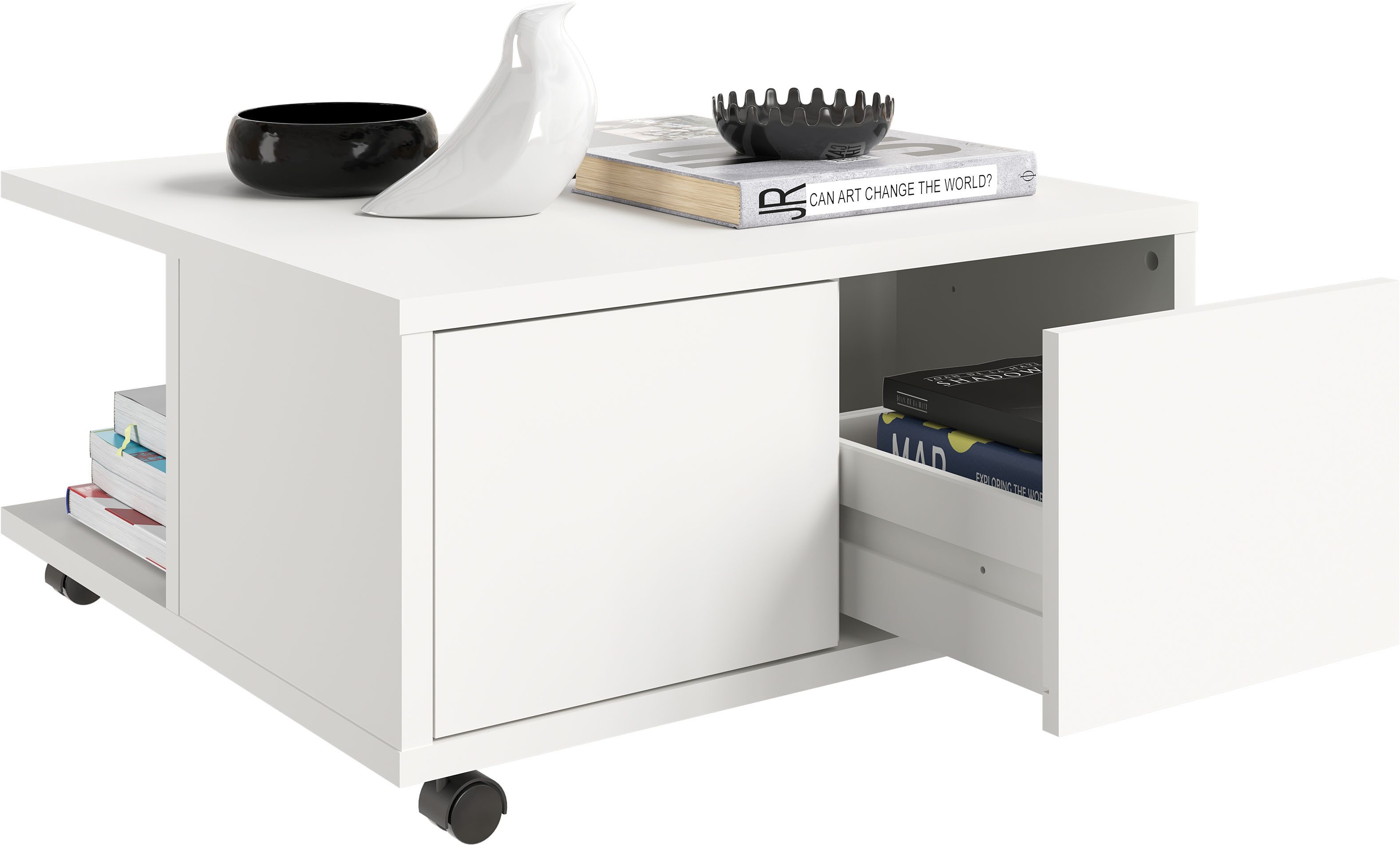 FMD Couchtisch Twin, Schubladen als Push-to-open, viel Staur., mit Rollen, günstig online kaufen