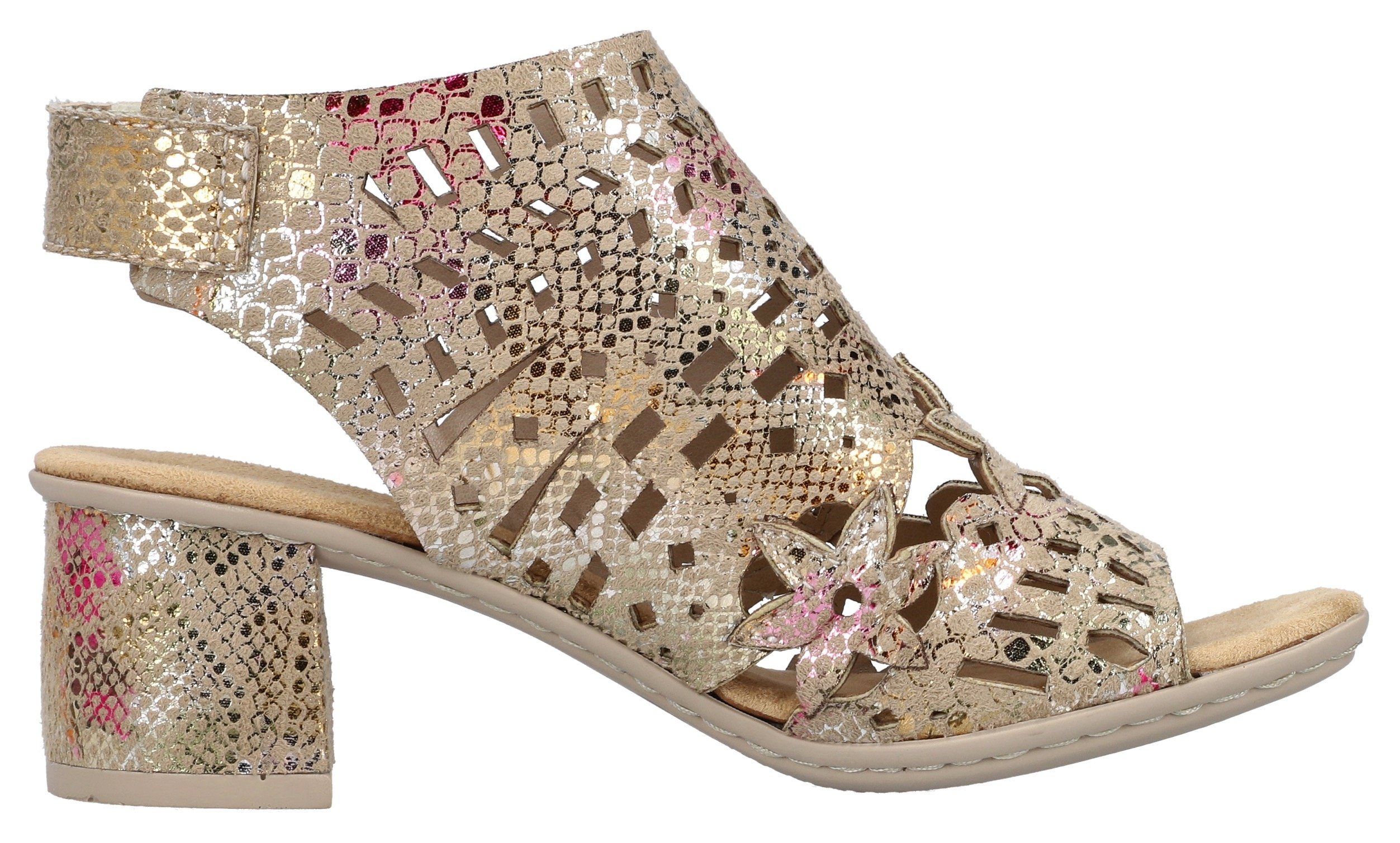 Rieker Sandalette Sommerschuh, Sandale, Blockabsatz, mit modischer Schaftgestaltung