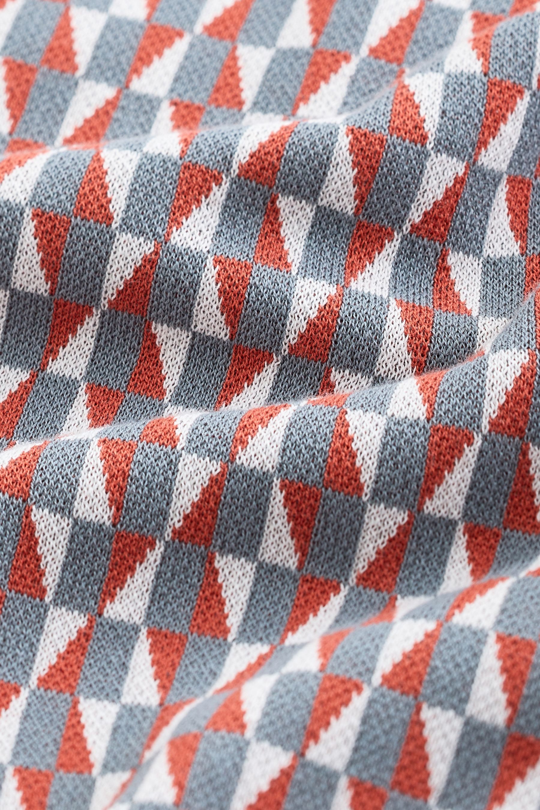 Next Polokragenpullover Gestricktes Polohemd mit geometrischem Muster (1-tlg)