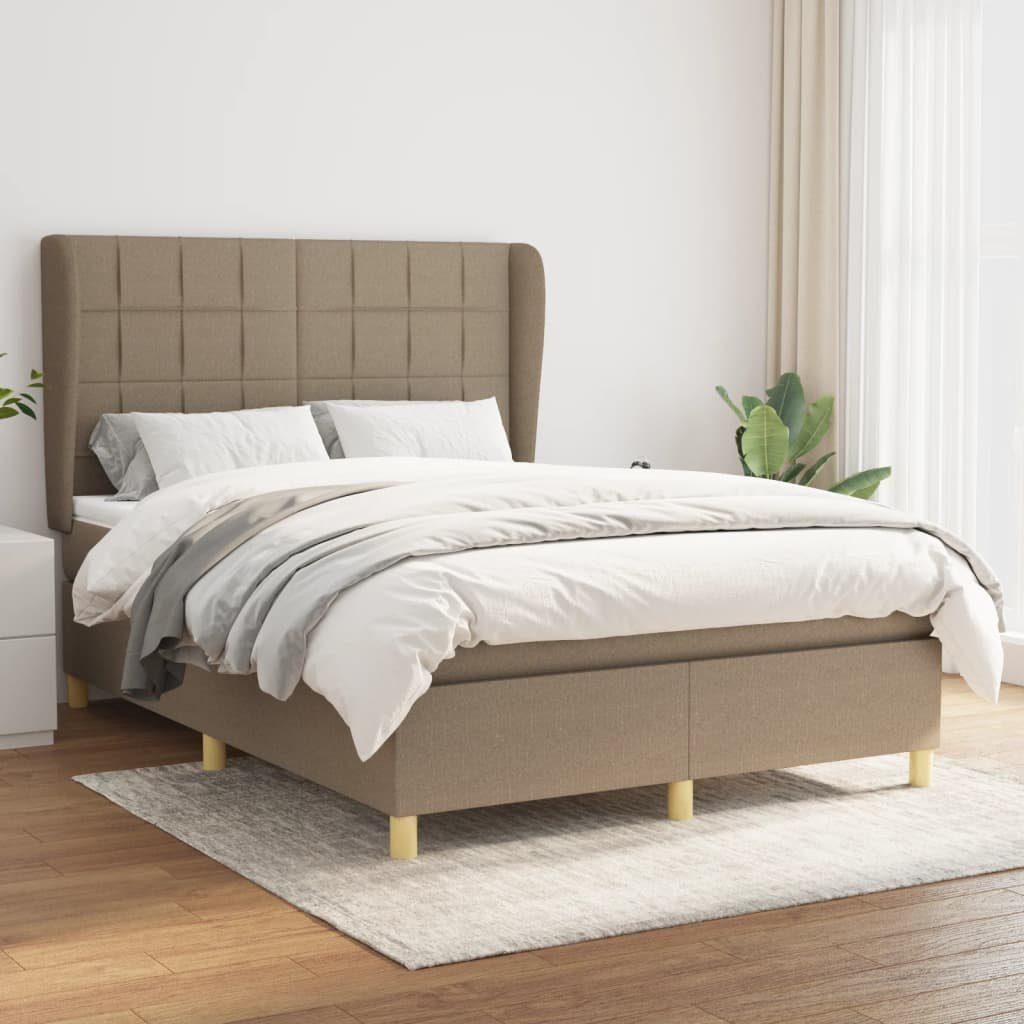 vidaXL Bett Boxspringbett mit Matratze Taupe 140x190 cm Stoff