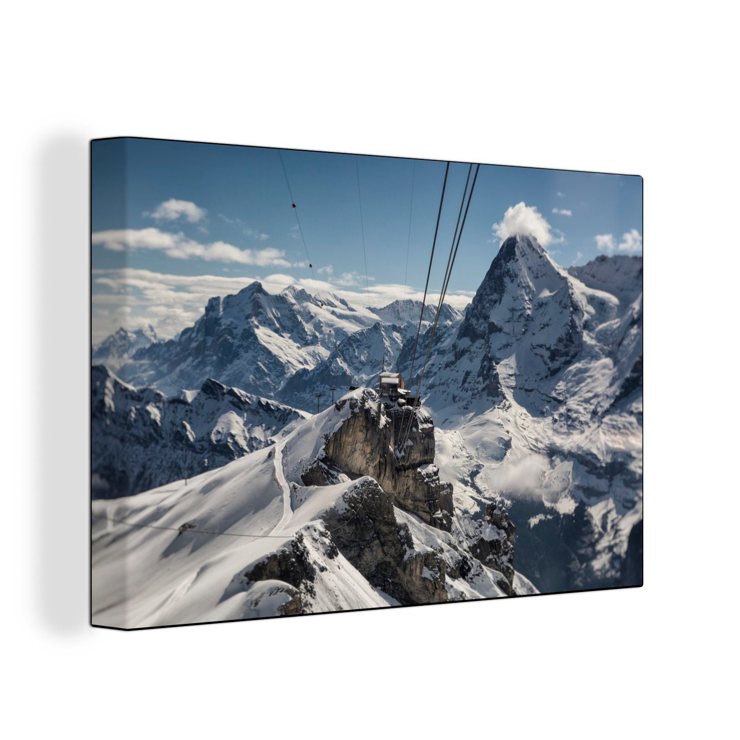 OneMillionCanvasses® Leinwandbild Seilbahn auf den Schweizer Berg Schilthorn in Europa, (1 St), Wandbild Leinwandbilder, Aufhängefertig, Wanddeko, 30x20 cm