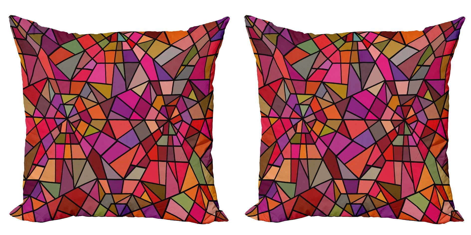 Kissenbezüge Modern Accent Doppelseitiger Digitaldruck, Abakuhaus (2 Stück), Abstrakt Vitray Mosaik Triangle