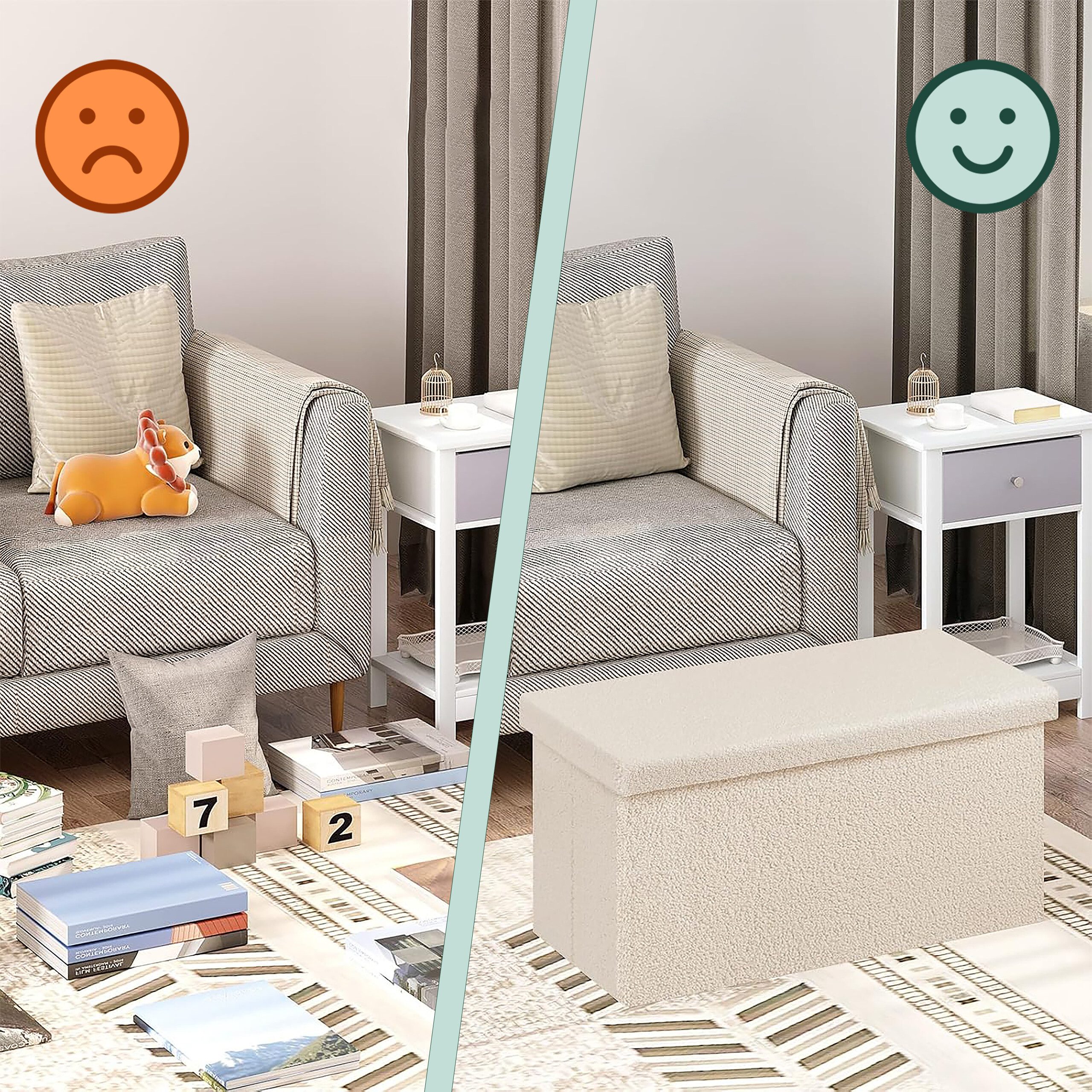 relaxdays Sitzbank aus Teddystoff (1-St), weiß – Bild 5 von 5