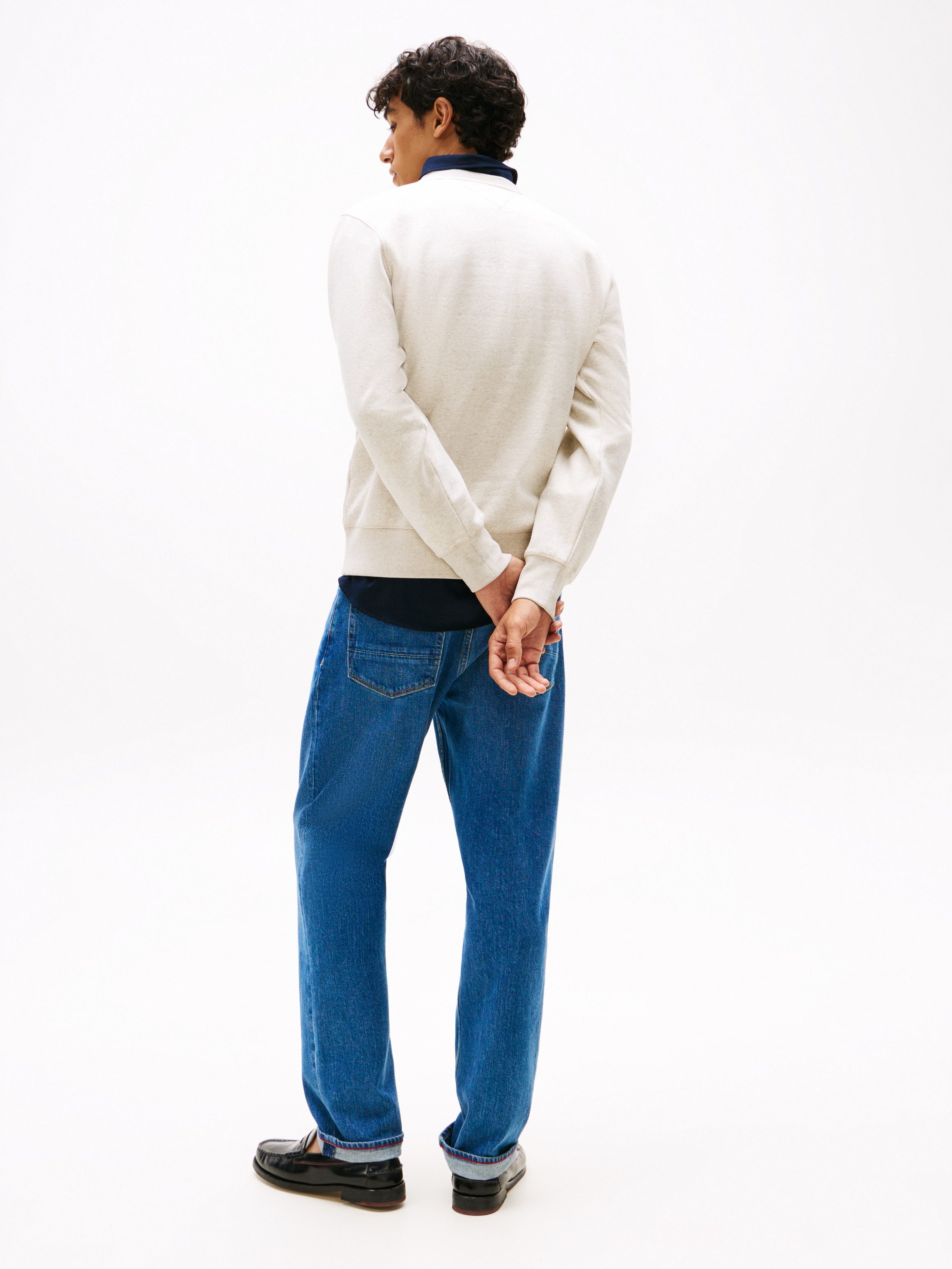 Tommy Hilfiger Sweatshirt TOMMY LOGO unifarben, casual, regular fit, Baumwollmix, Rundhals