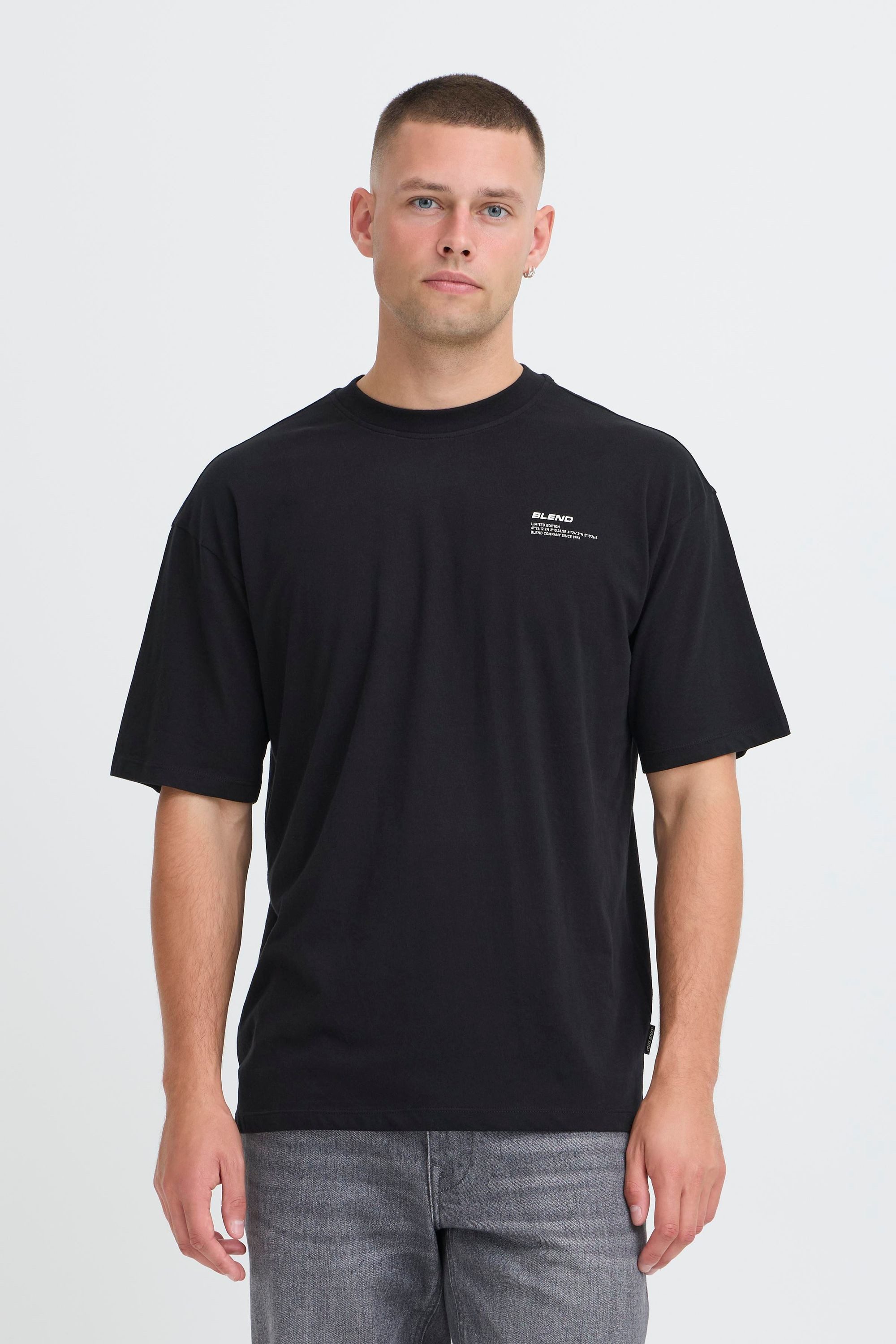 Blend Rundhalsshirt BHFloa Lässiges T-Shirt mit Backprint