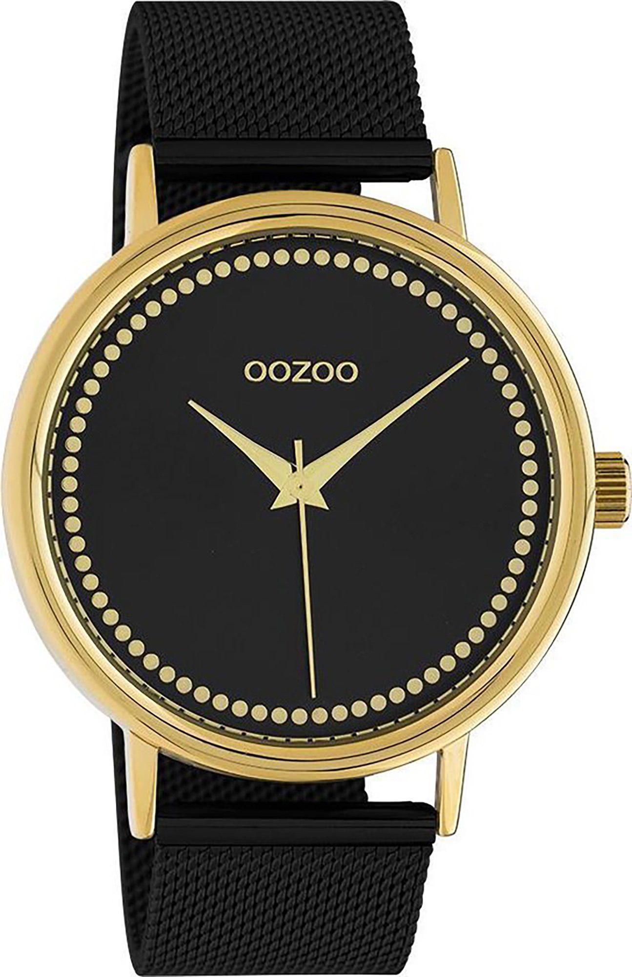 OOZOO Quarzuhr Oozoo Damen 42mm) Armbanduhr schwarz Edelstahlarmband, groß Damenuhr rund, Fashion-Style (ca. Analog